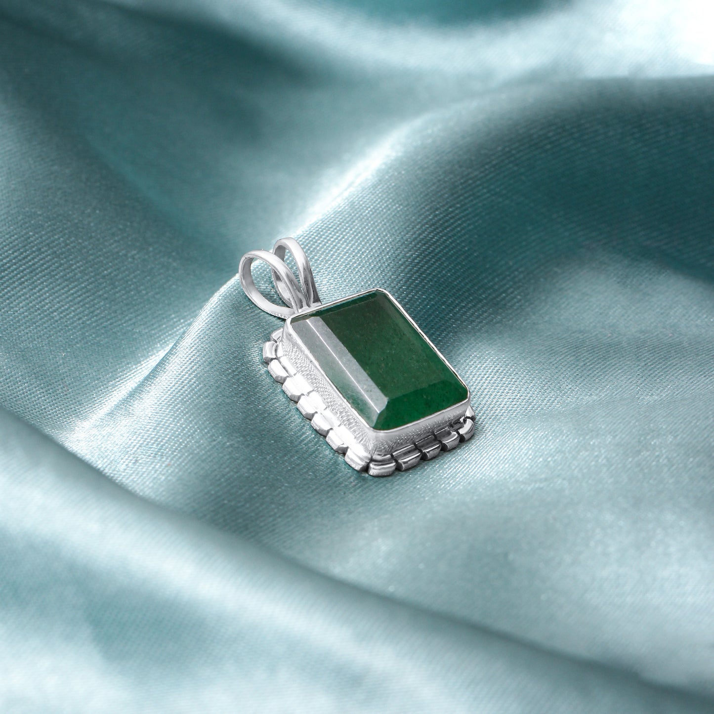 Natural Green Strawberry Quartz Pendant in 925 Sterling Silver – Handmade Healing Gemstone Jewelry for Women