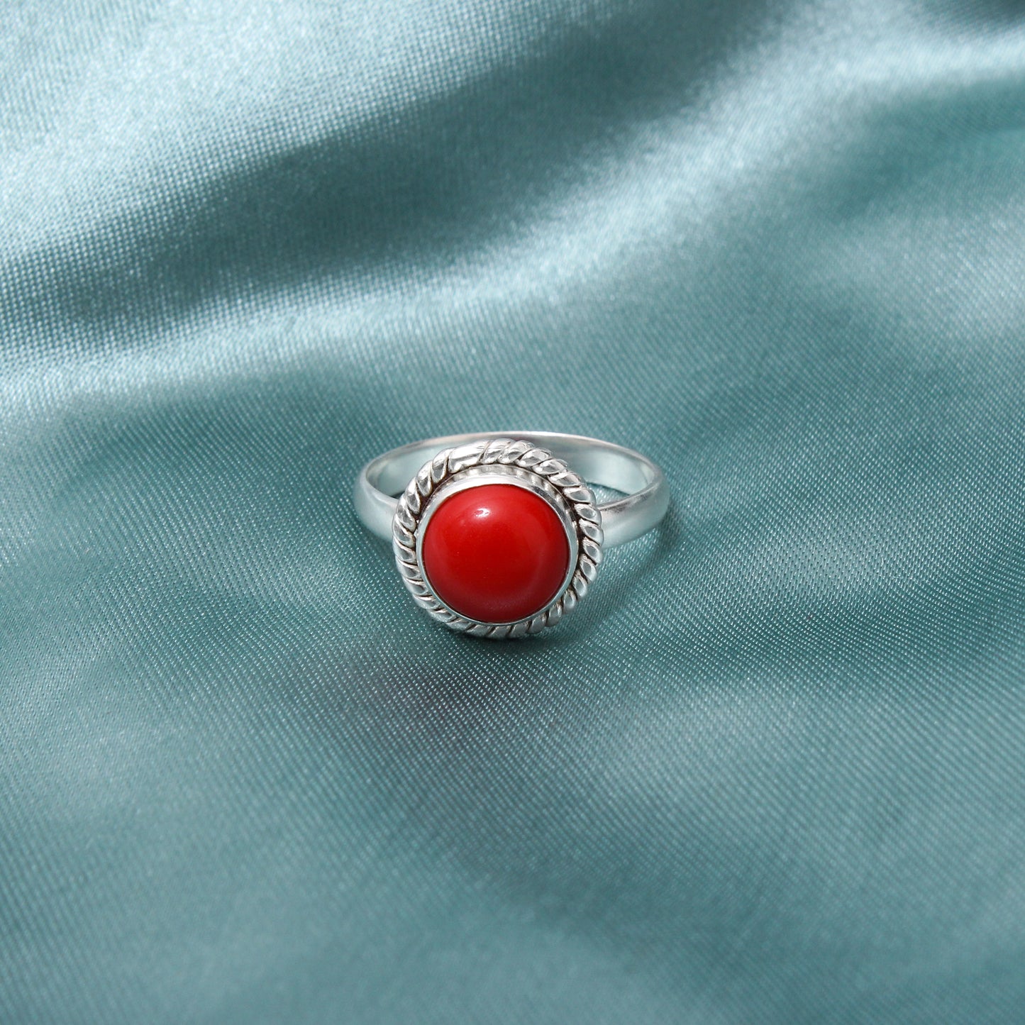 925 Sterling Silver Natural Red Coral Gemstone Ring – Timeless Elegance & Positive Energy