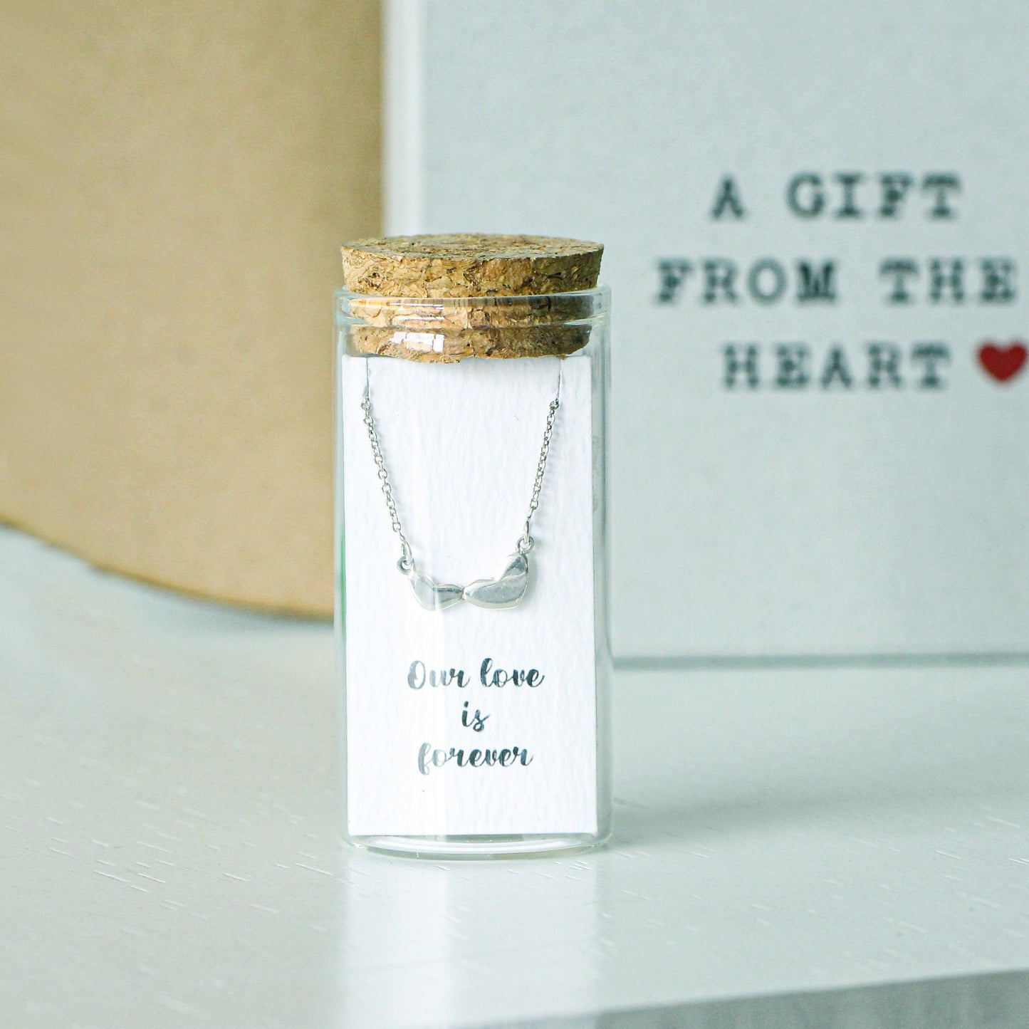 Personalized Love Knot Pendant Necklace in a Message Bottle – Meaningful Gift for Her