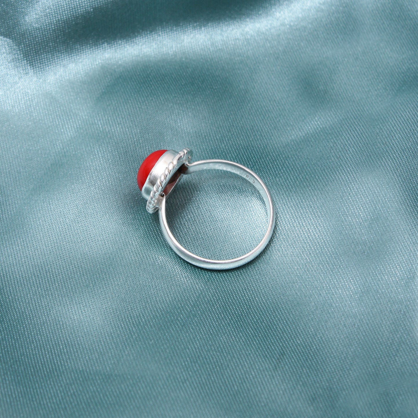 925 Sterling Silver Natural Red Coral Gemstone Ring – Timeless Elegance & Positive Energy