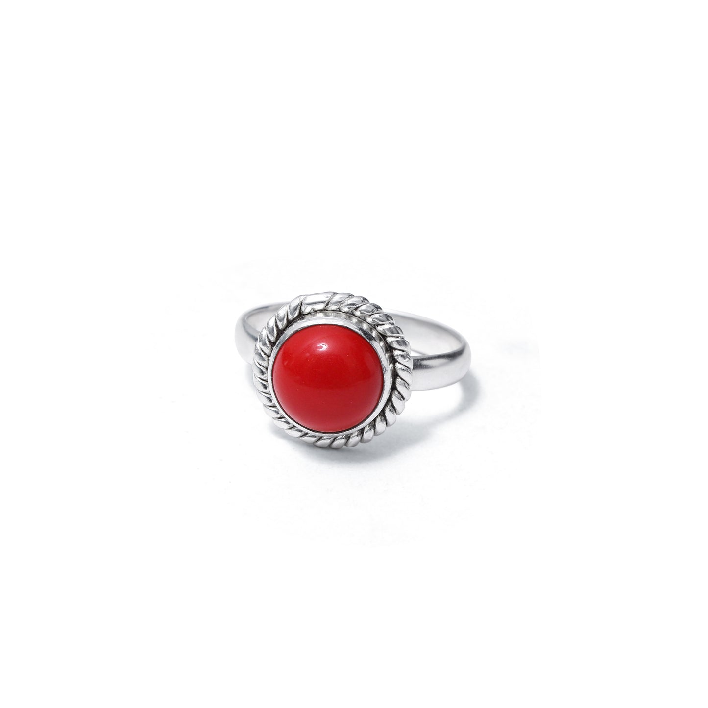 925 Sterling Silver Natural Red Coral Gemstone Ring – Timeless Elegance & Positive Energy