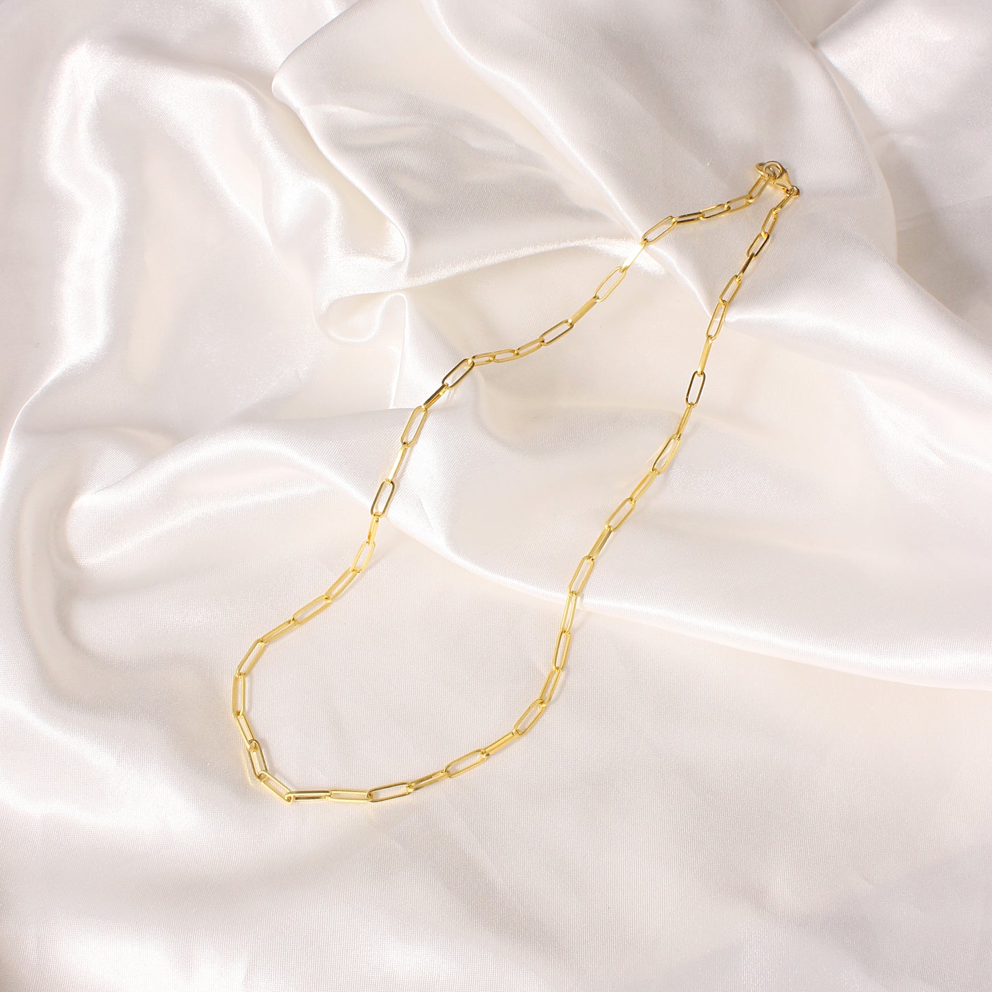 925 Stering SIlver Paperclip Chain Necklace With Gold Plated – Minimalist Link Chain for Everyday Wear