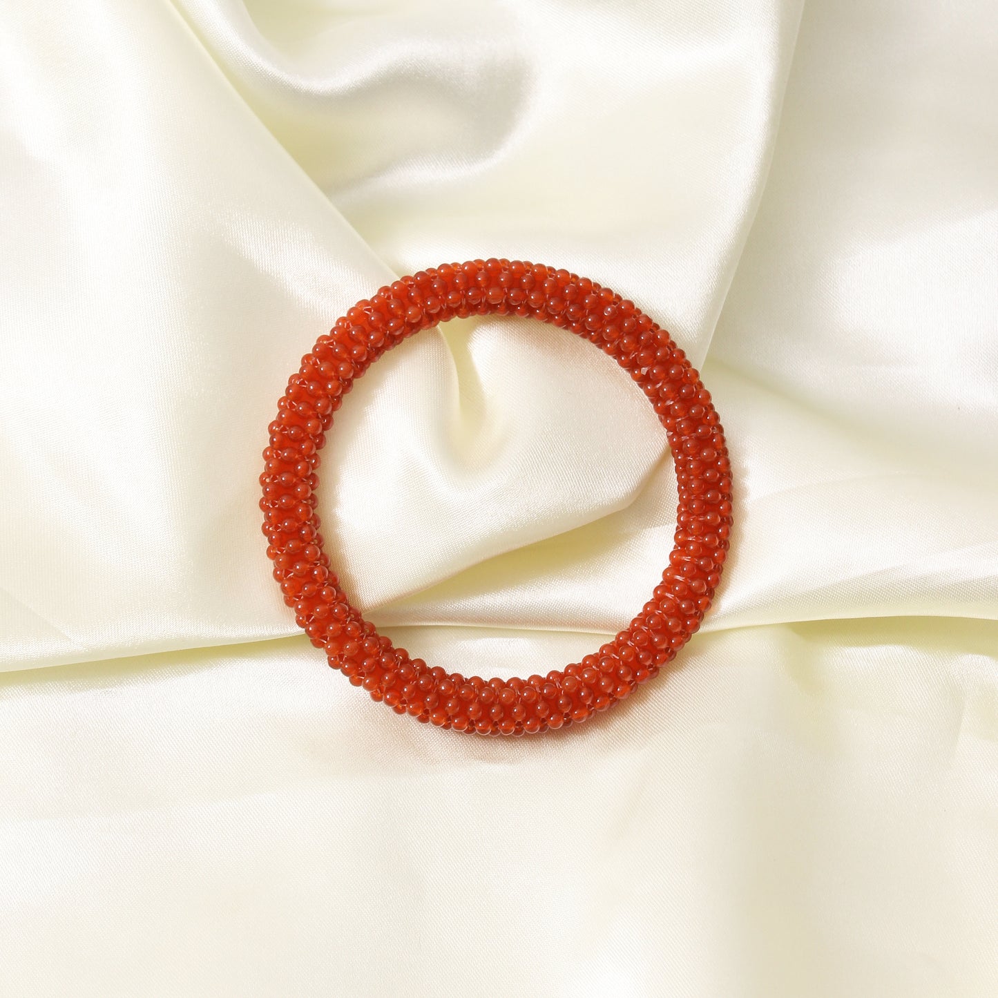 Natural Red Carnelian Beaded Bangle Bracelet – Energy Boost & Confidence Enhancing Jewelry