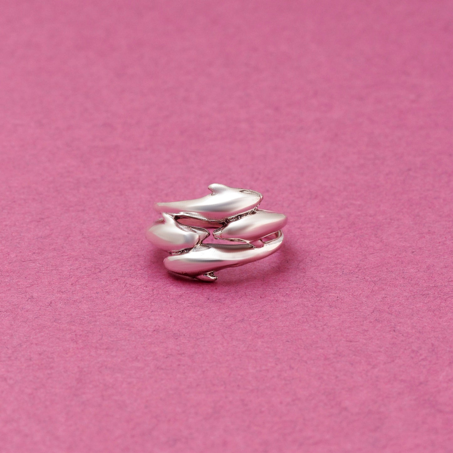925 Solid Sterling Silver 4 Dolphin Ring