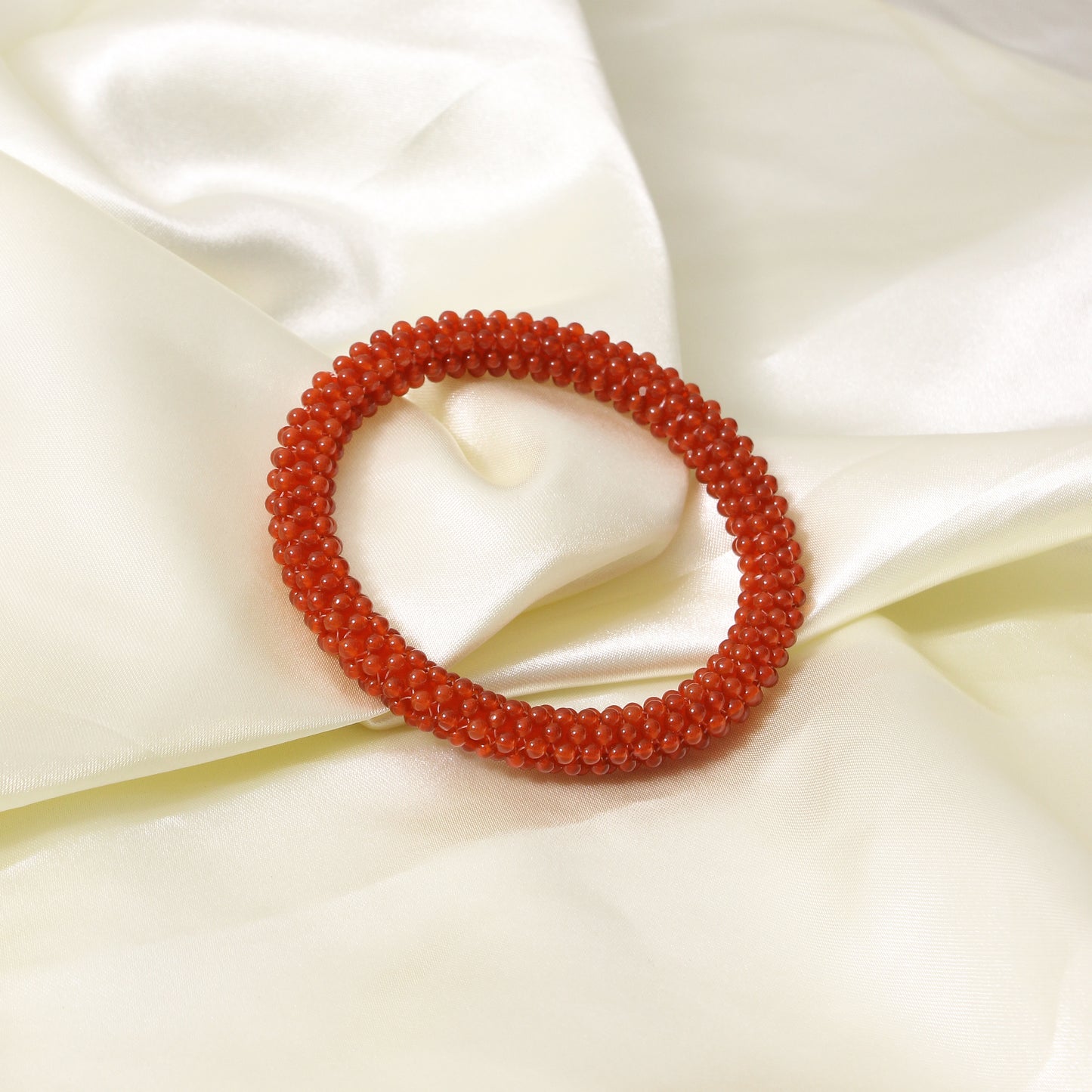 Natural Red Carnelian Beaded Bangle Bracelet – Energy Boost & Confidence Enhancing Jewelry
