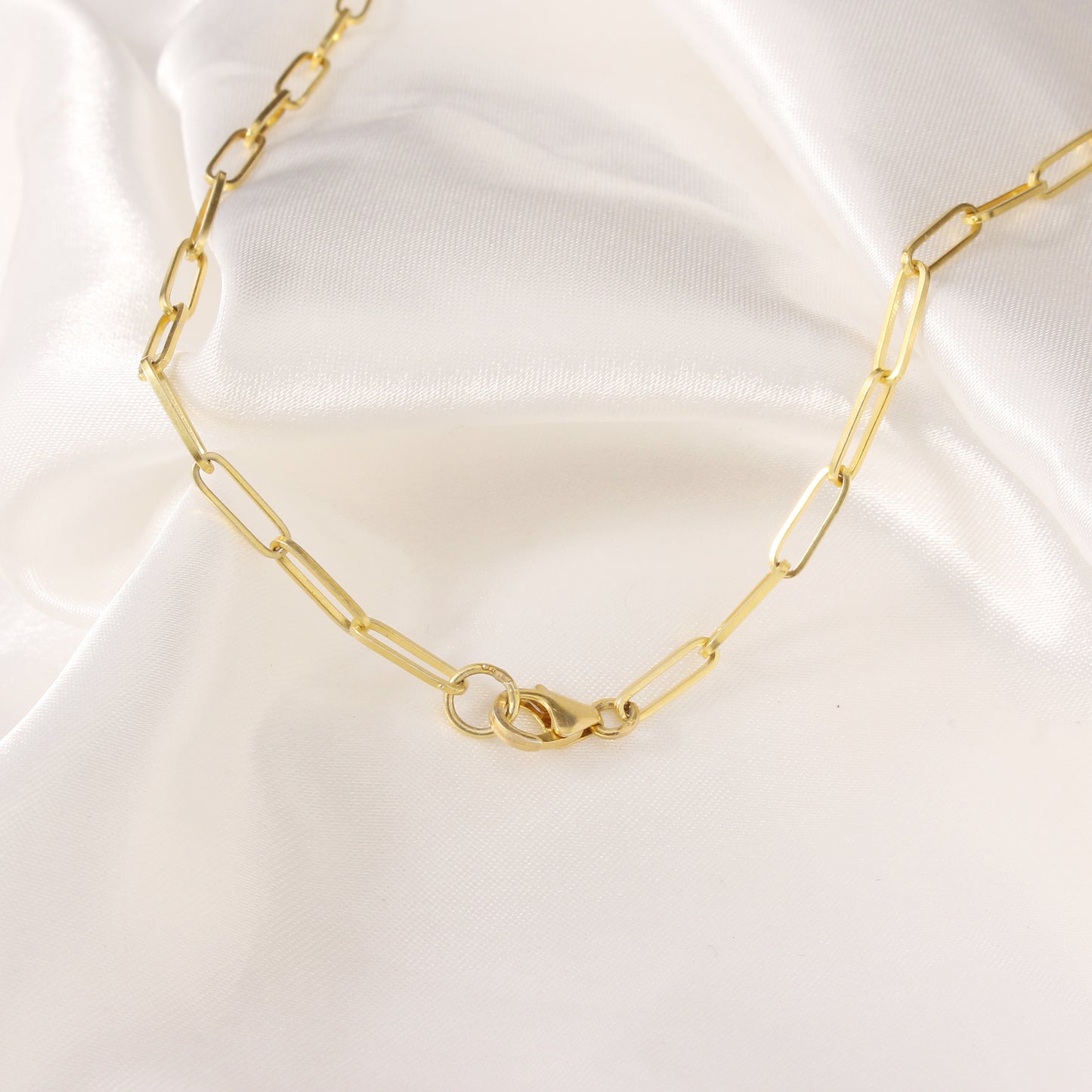 925 Stering SIlver Paperclip Chain Necklace With Gold Plated – Minimalist Link Chain for Everyday Wear