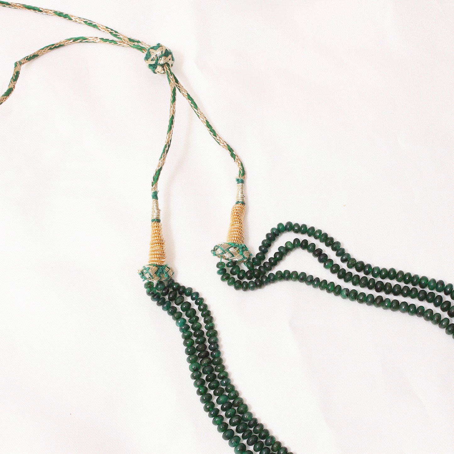 Natural Emerald Three-Layer Long Necklace – Elegant Multi-Strand Green Gemstone Necklace