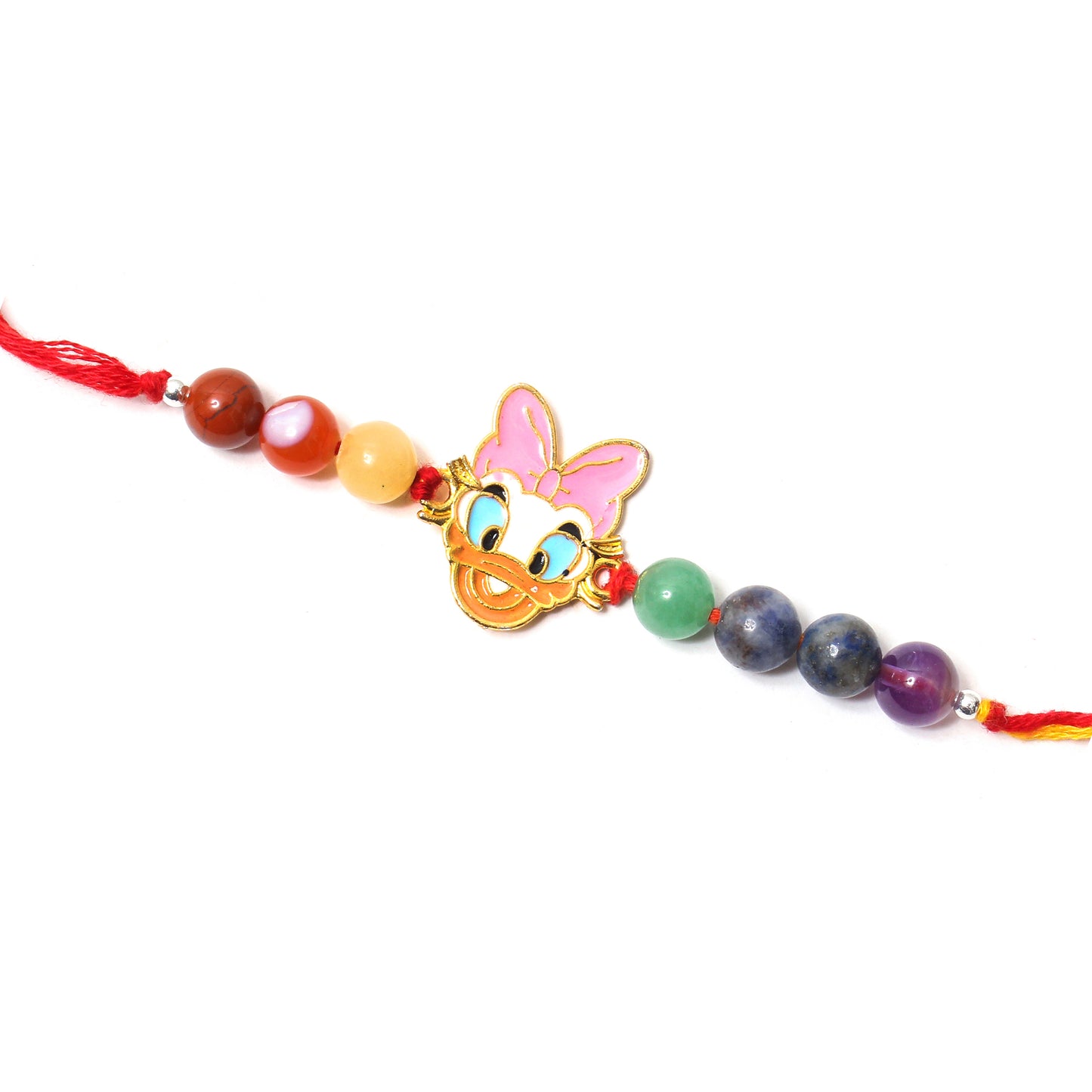 Natural Gemstone Rakhi with Cute Cartoon Duck Charm – Fun & Festive Raksha Bandhan Bracelet for Kids