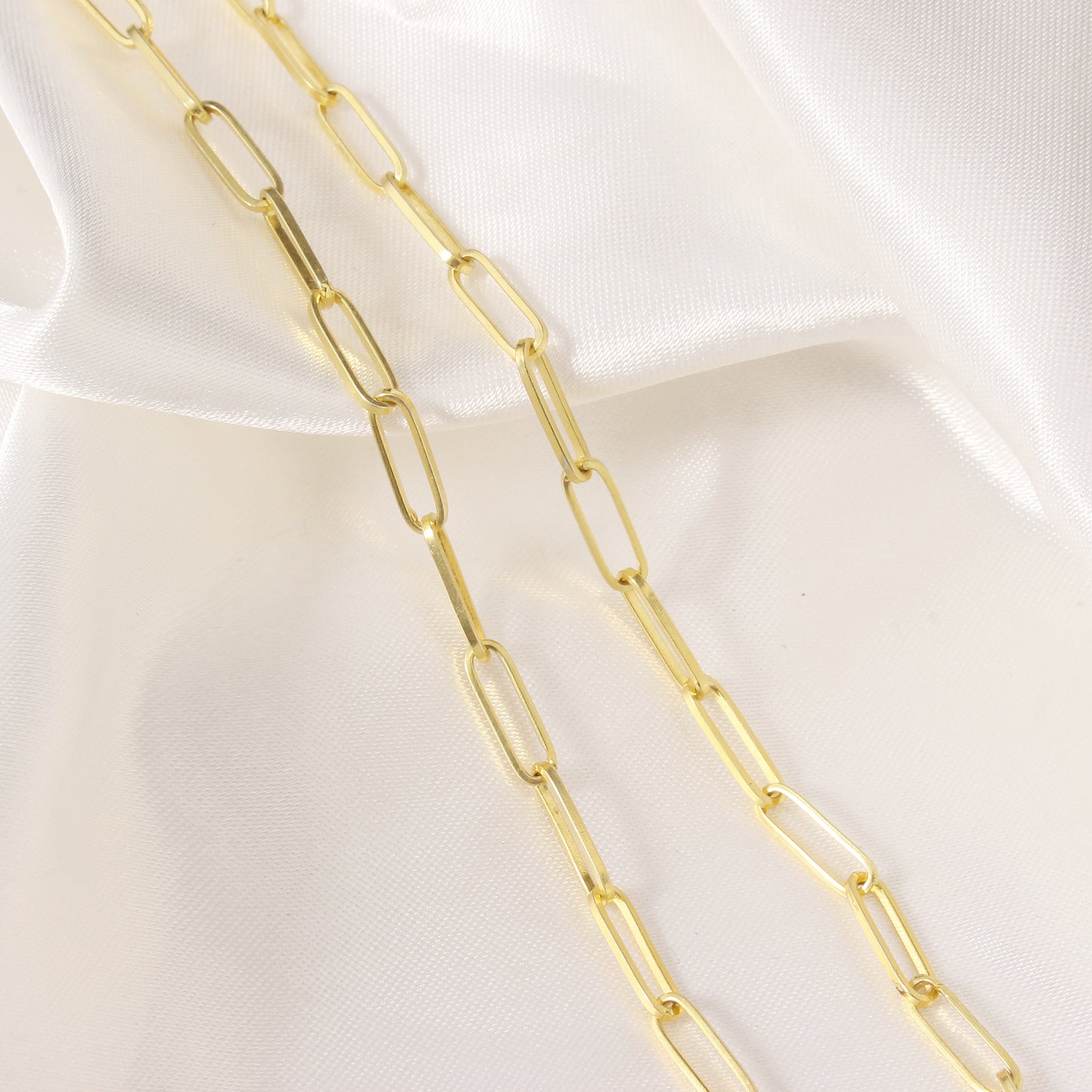 925 Stering SIlver Paperclip Chain Necklace With Gold Plated – Minimalist Link Chain for Everyday Wear