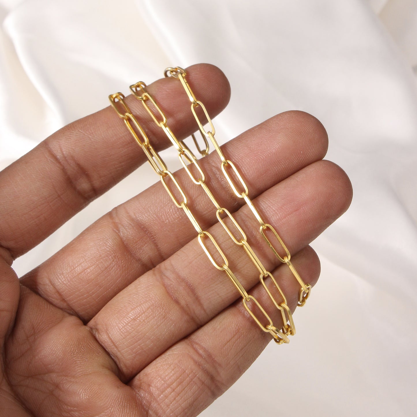 925 Stering SIlver Paperclip Chain Necklace With Gold Plated – Minimalist Link Chain for Everyday Wear