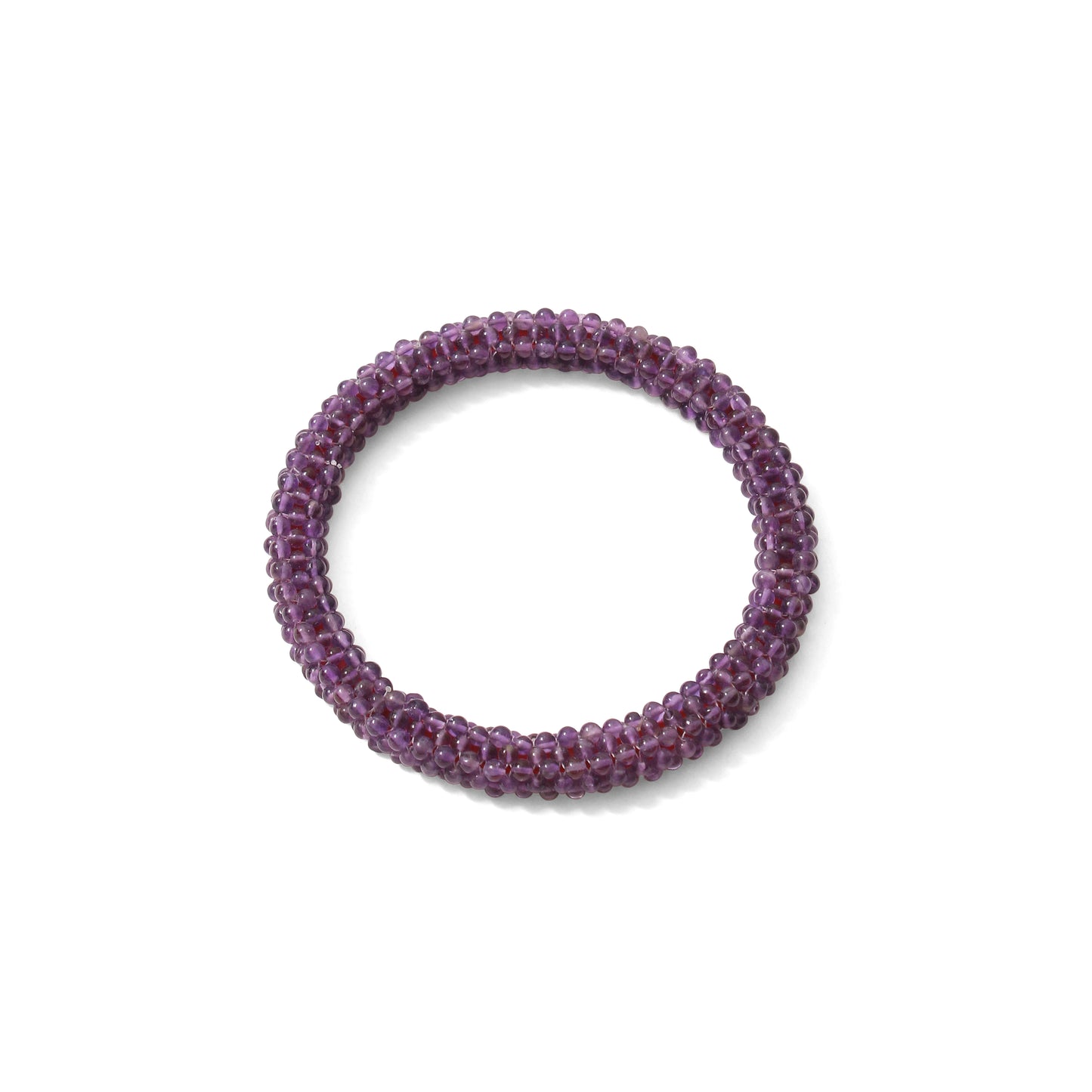 Natural Amethyst Beaded Bangle Bracelet - Handcrafted Elegance & Passionate Energy