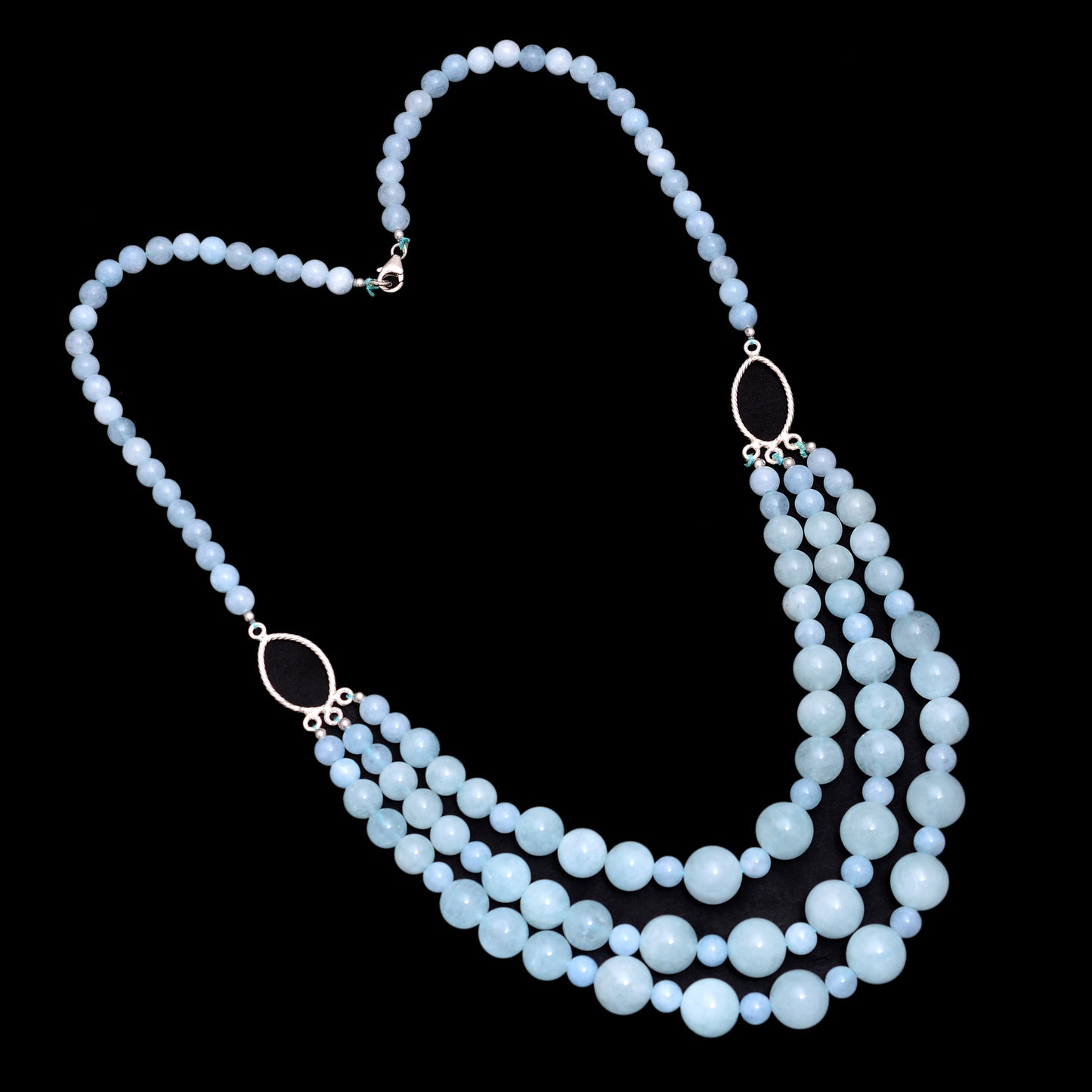Natural Aquamarine Beads Gemstone Necklace – Serenity and Timeless Elegance