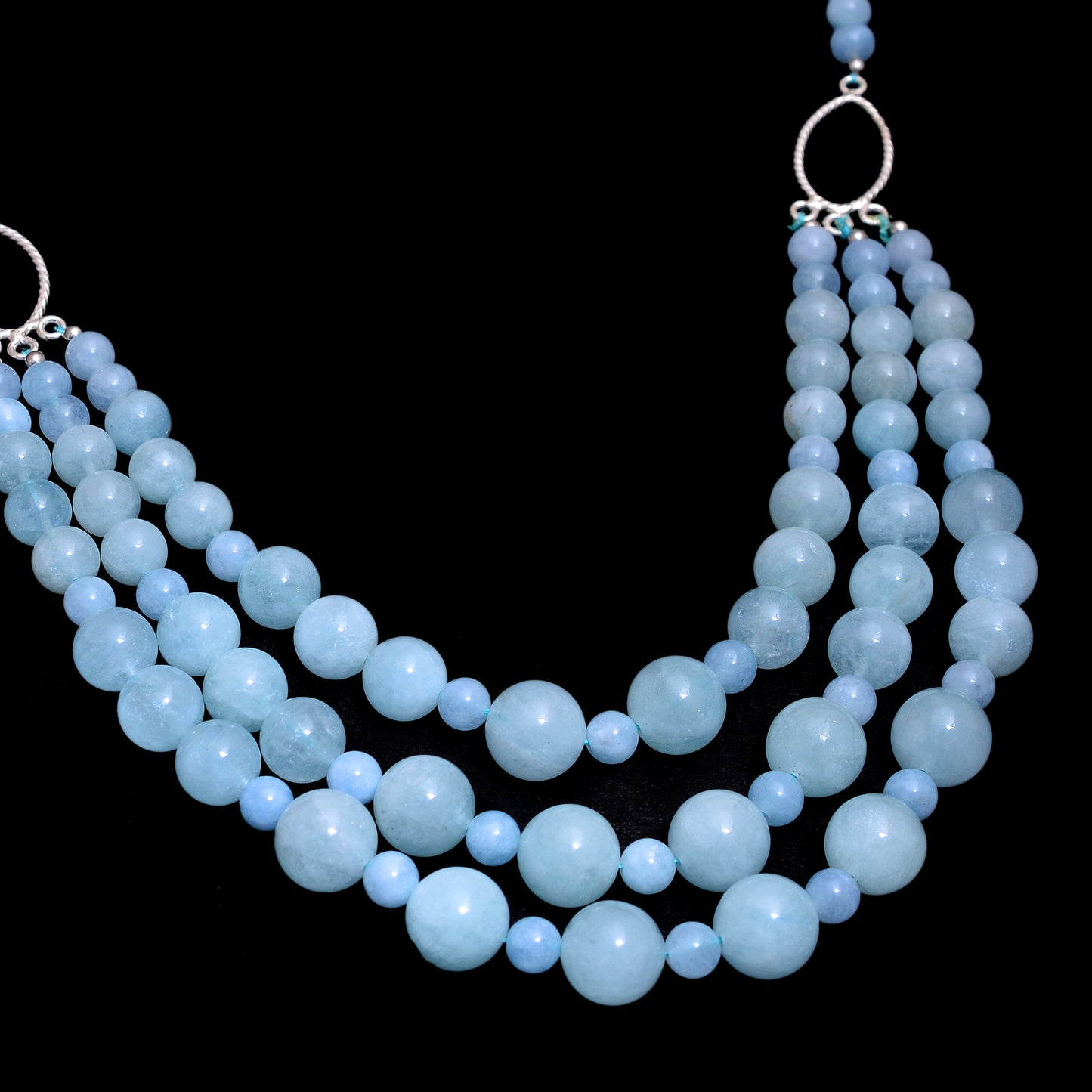 Natural Aquamarine Beads Gemstone Necklace – Serenity and Timeless Elegance