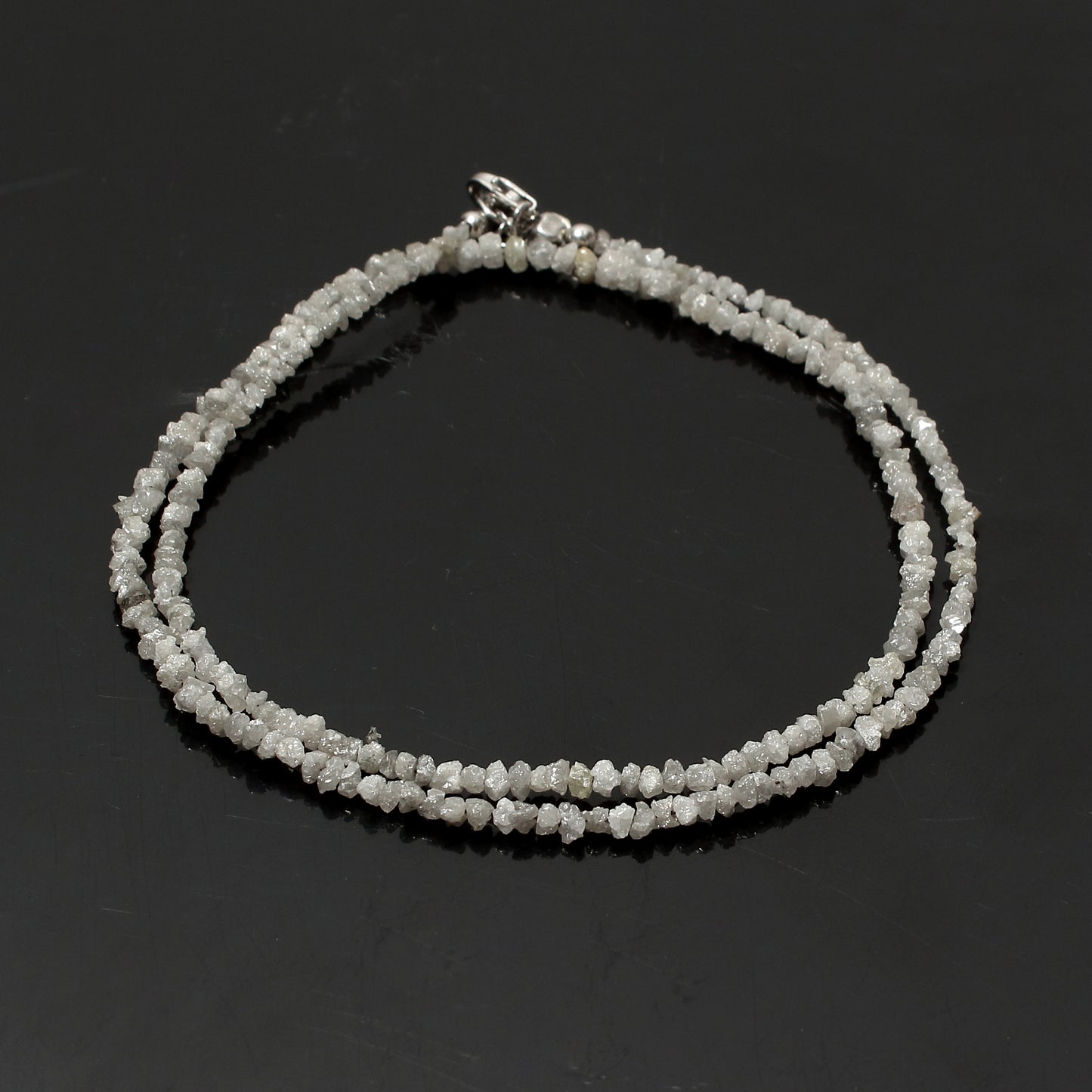 Natural Grey Diamond Beaded Necklace – Elegant Rough Diamond Beads, For Gift