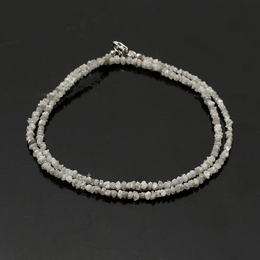 Natural Grey Diamond Beaded Necklace – Elegant Rough Diamond Beads, For Gift