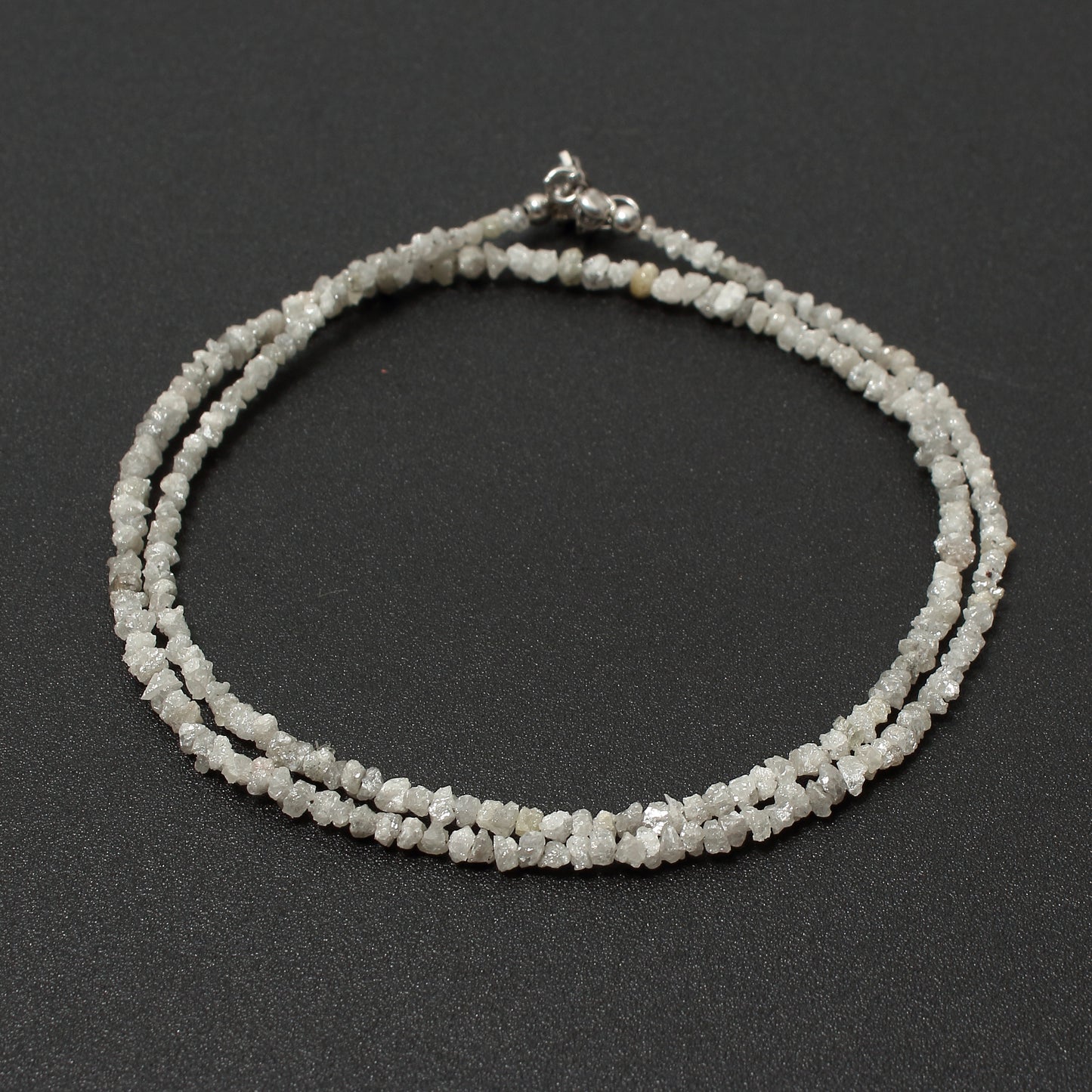 Natural Grey Diamond Beaded Necklace – Elegant Rough Diamond Beads, For Gift