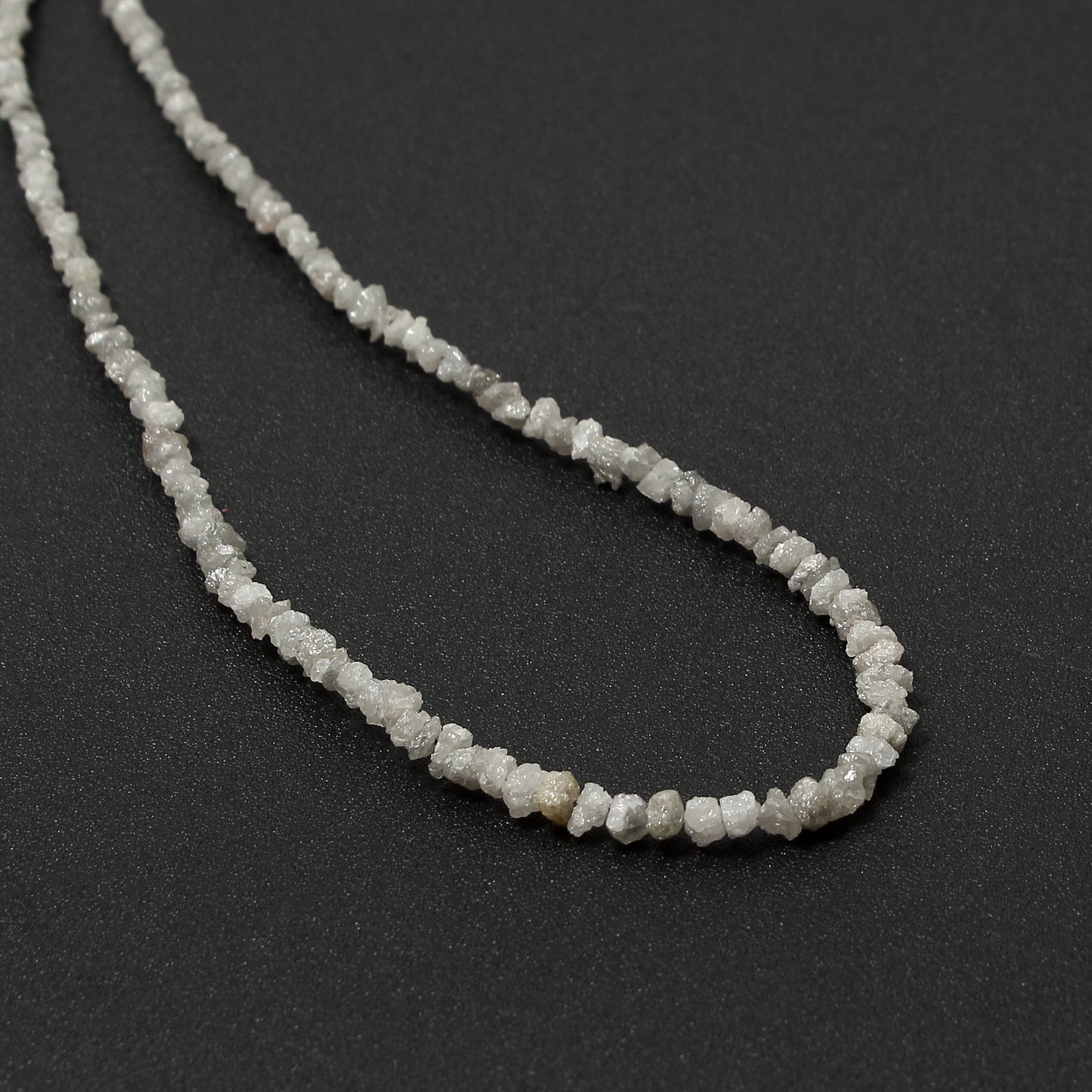 Natural Grey Diamond Beaded Necklace – Elegant Rough Diamond Beads, For Gift