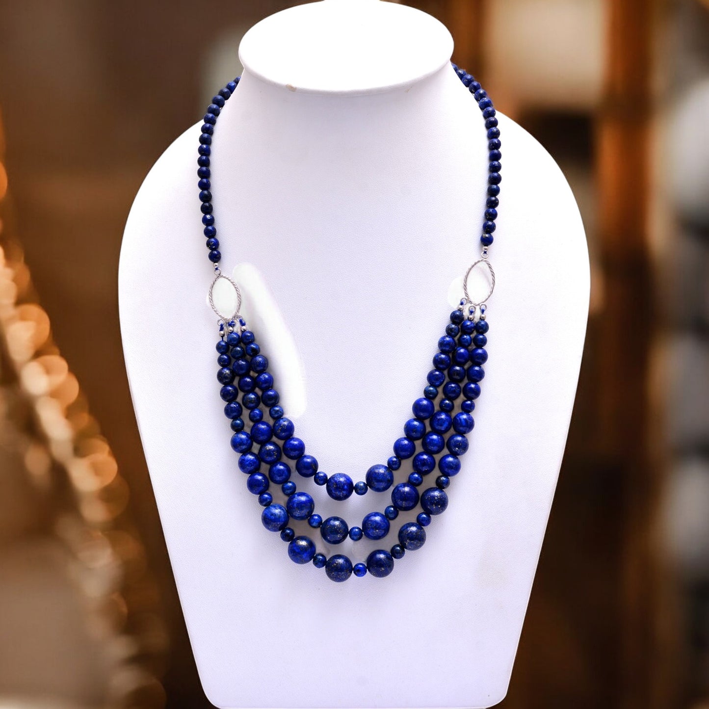 Natural Lapis Lazuli Beads Gemstone Necklace – Elegance with Healing Benefits