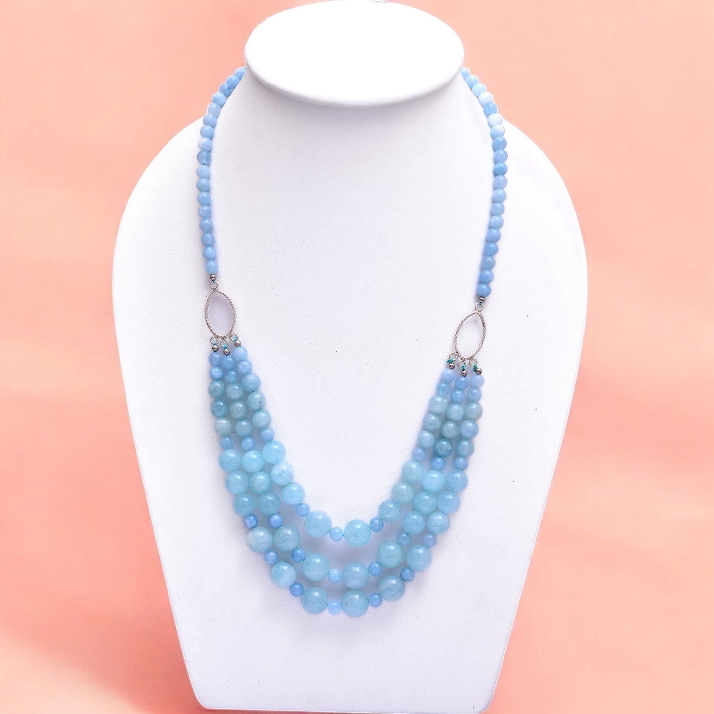 Natural Aquamarine Beads Gemstone Necklace – Serenity and Timeless Elegance