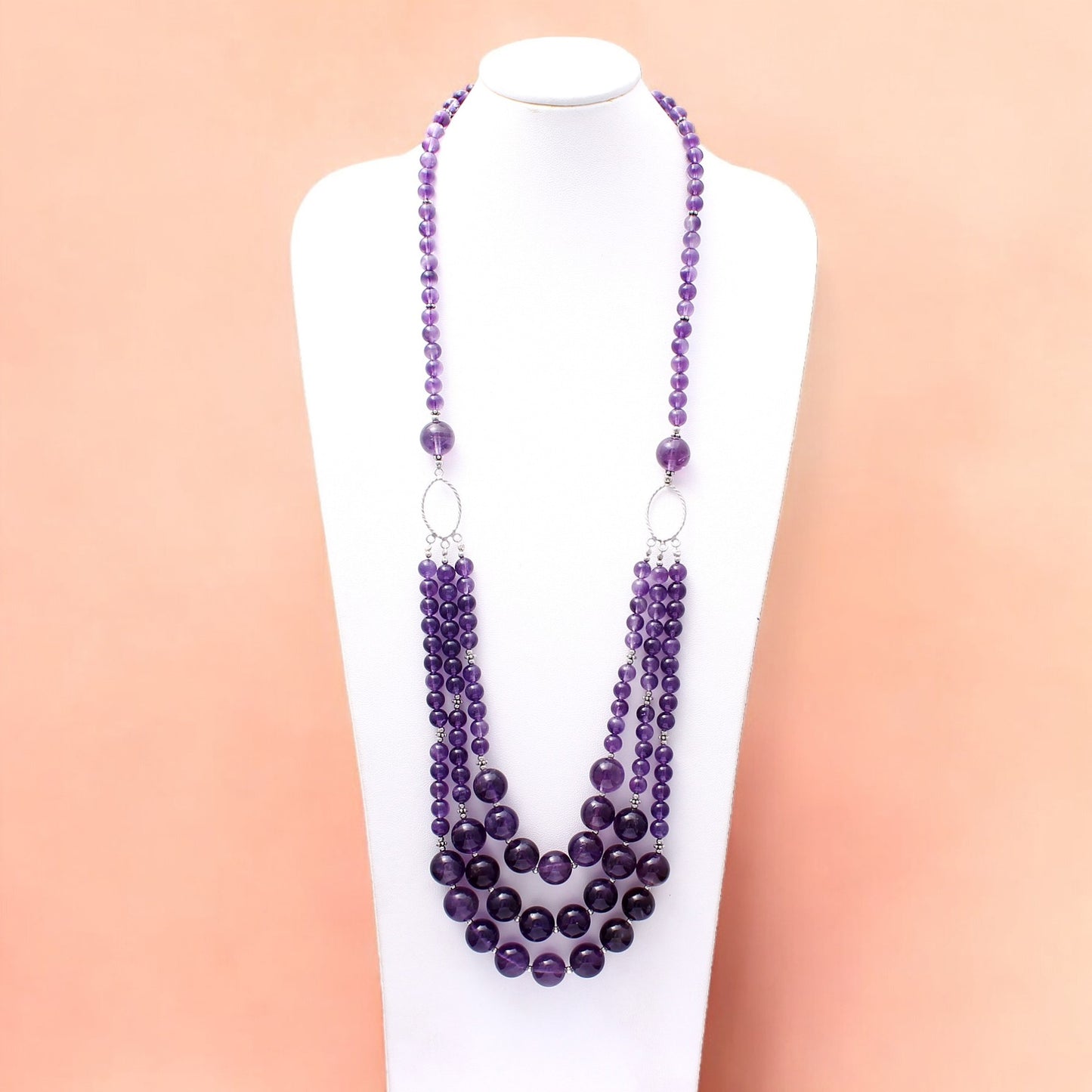 Natural Amethyst Beads Gemstone Necklace – Elegance with Healing Energy