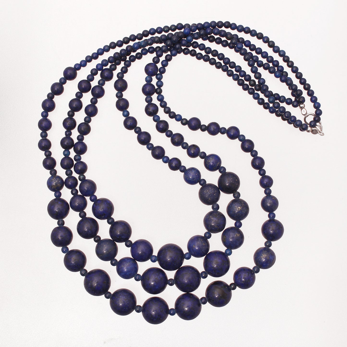 Natural Lapis Lazuli 3-Layer Beads Gemstone Necklace – Triple Elegance & Wisdom