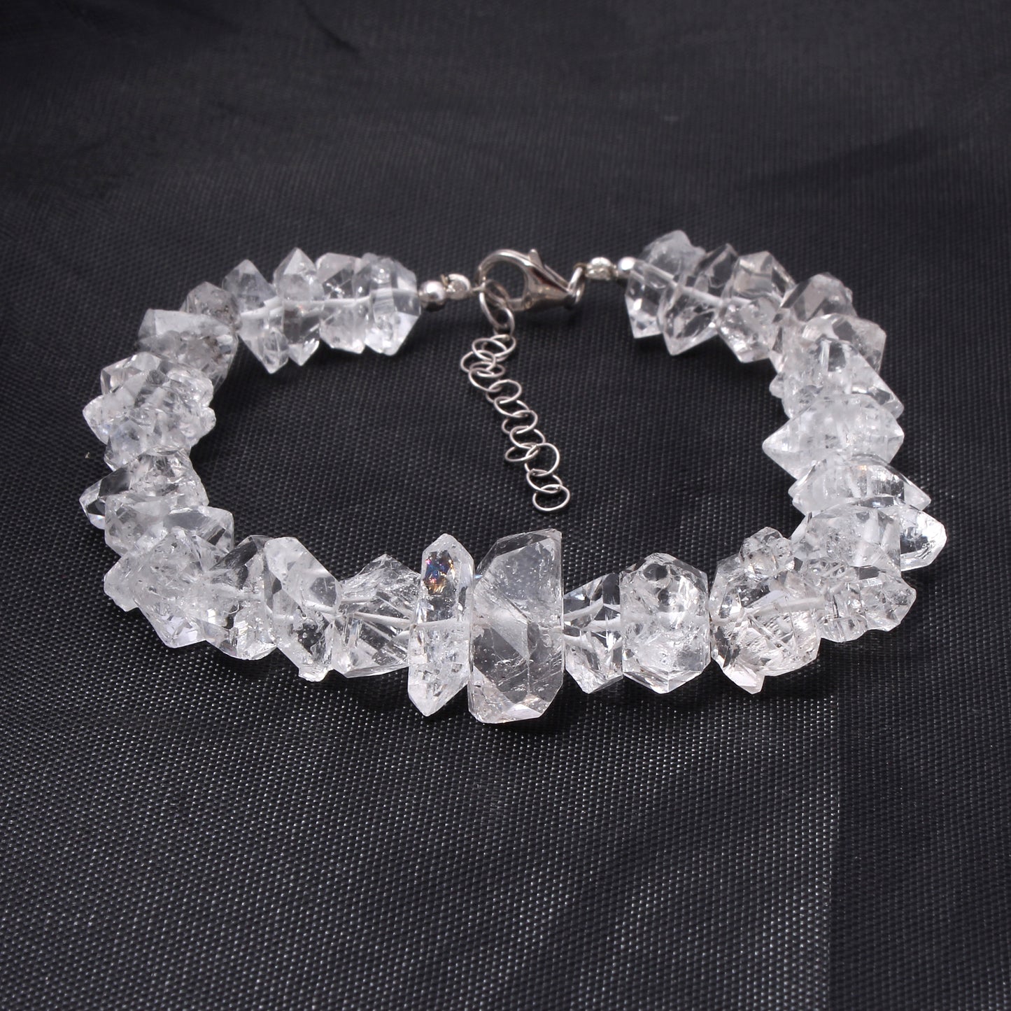 Natural Herkimer Diamond Quartz Bracelet – Raw Double-Terminated Crystal Jewelry, Gift for Her & Him
