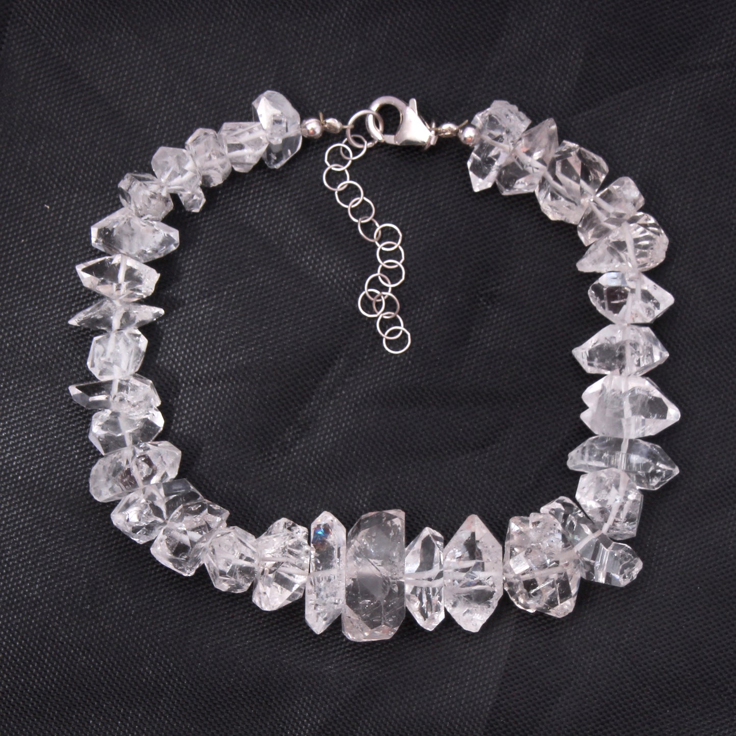 Natural Herkimer Diamond Quartz Bracelet – Raw Double-Terminated Crystal Jewelry, Gift for Her & Him