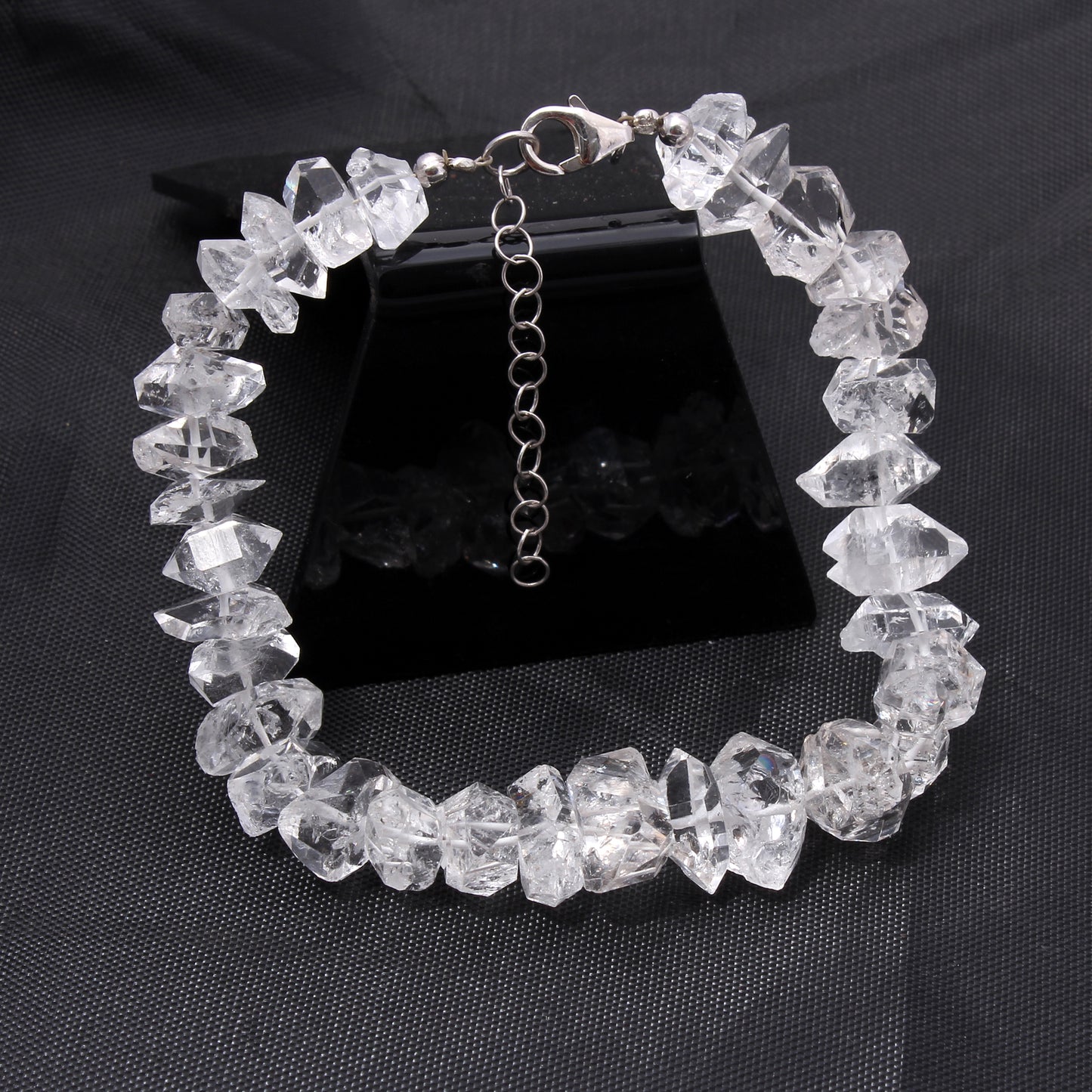 Natural Herkimer Diamond Quartz Bracelet – Raw Double-Terminated Crystal Jewelry, Gift for Her & Him