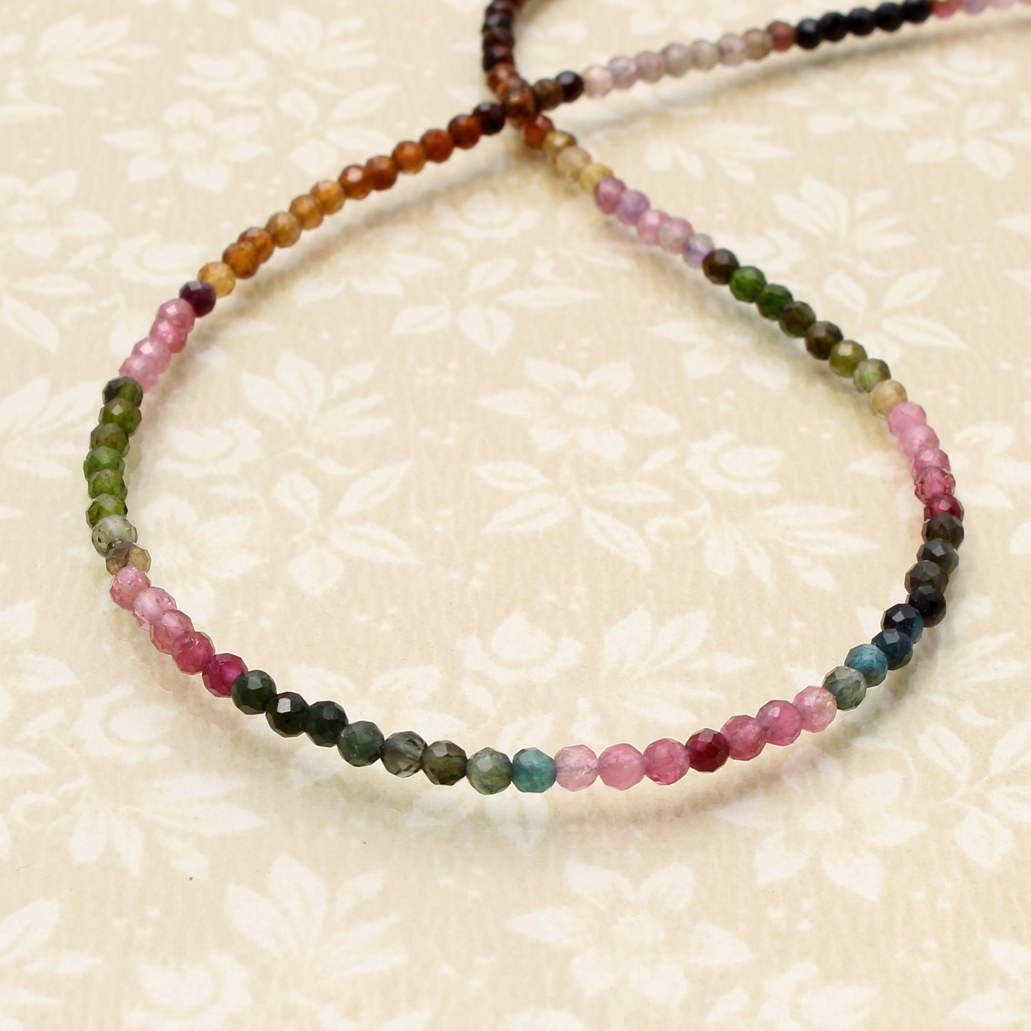 925 Sterling Silver Multi-Tourmaline Round Beaded Gemstone Necklace