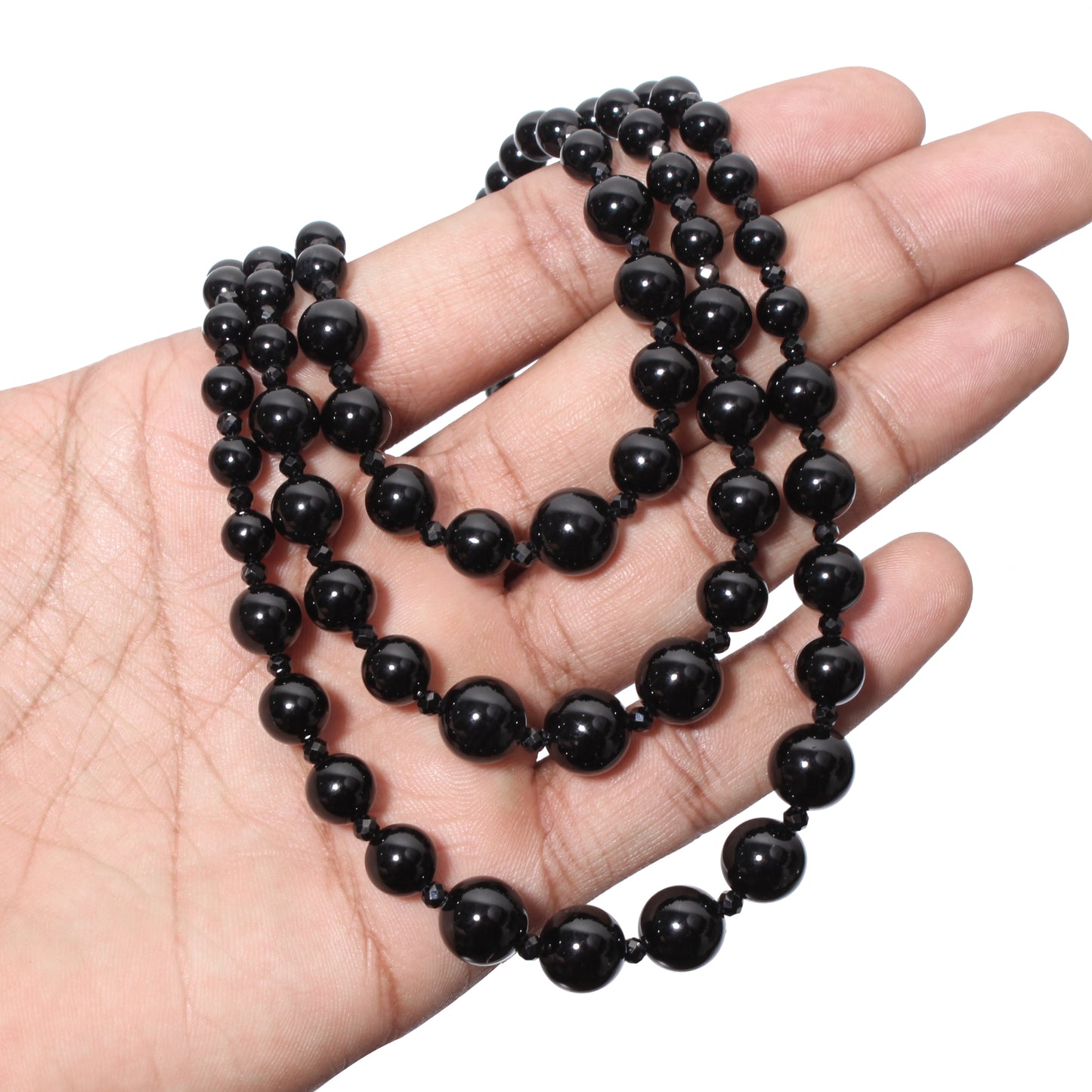 Natural Black Onyx Beads Gemstone Necklace – Elegance, Protection & Focus