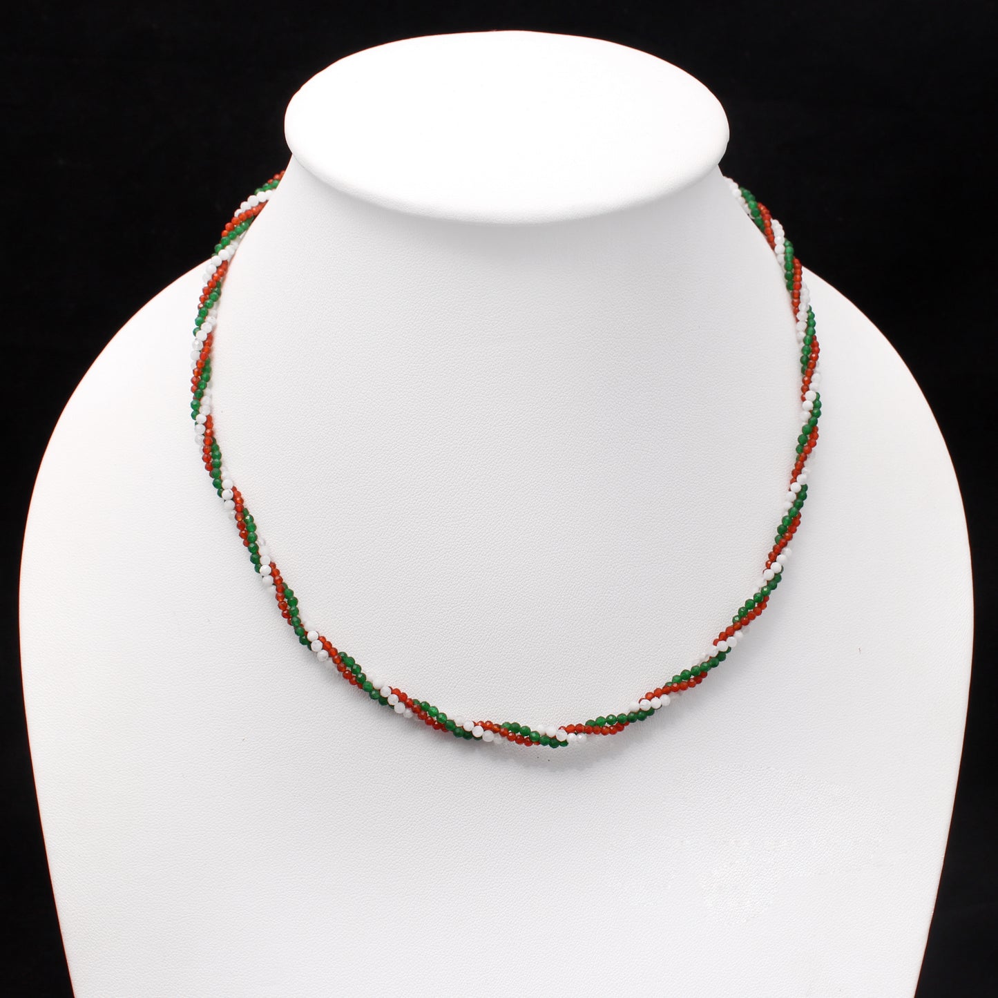 Green Onyx/ Carnelian/Moonstone Beads Twister Necklace For Independence Day Gifts