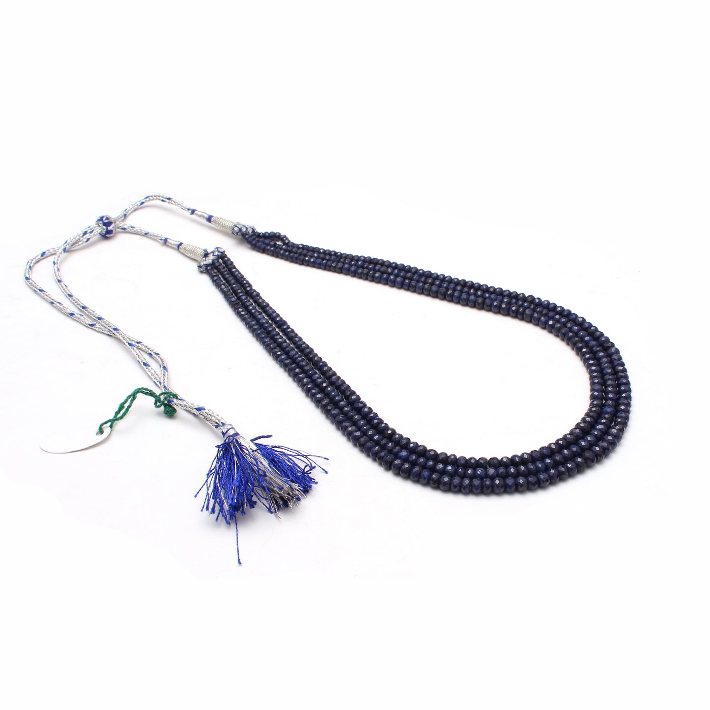 Elegant Blue Sapphire Three-Layer Beaded Necklace – Timeless Multi-Strand Gemstone Jewelry