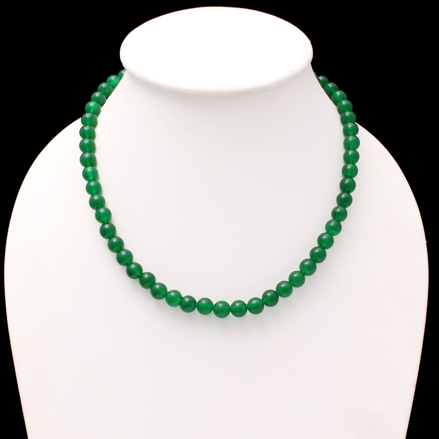 Elegant Natural Green Onyx Beaded Gemstone Necklace - 8 mm Beads Necklace