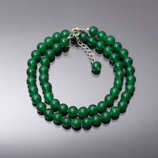 Elegant Natural Green Onyx Beaded Gemstone Necklace - 8 mm Beads Necklace
