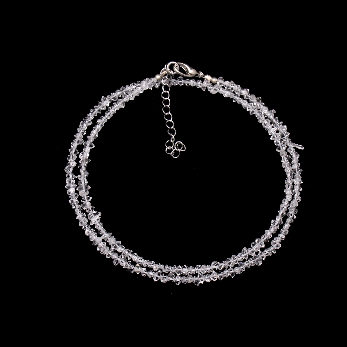 Natural Herkimer Diamond Uncut Nuggets Beaded Gemstone Necklace