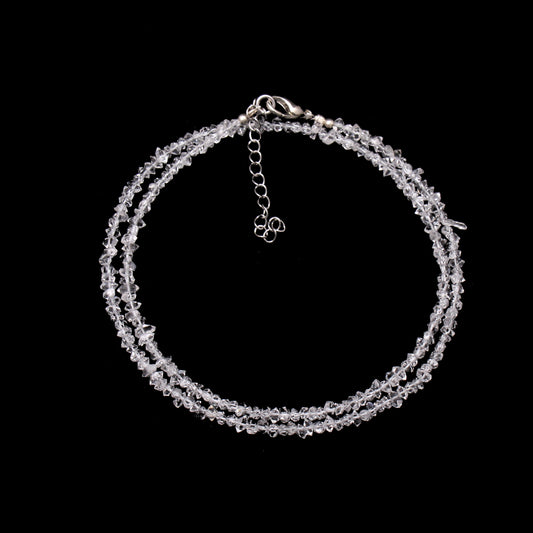 Natural Herkimer Diamond Uncut Nuggets Beaded Gemstone Necklace