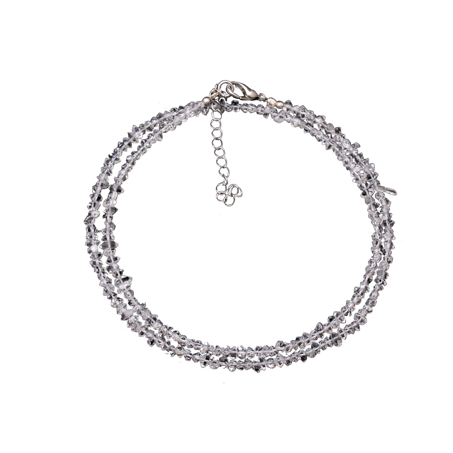 Natural Herkimer Diamond Uncut Nuggets Beaded Gemstone Necklace