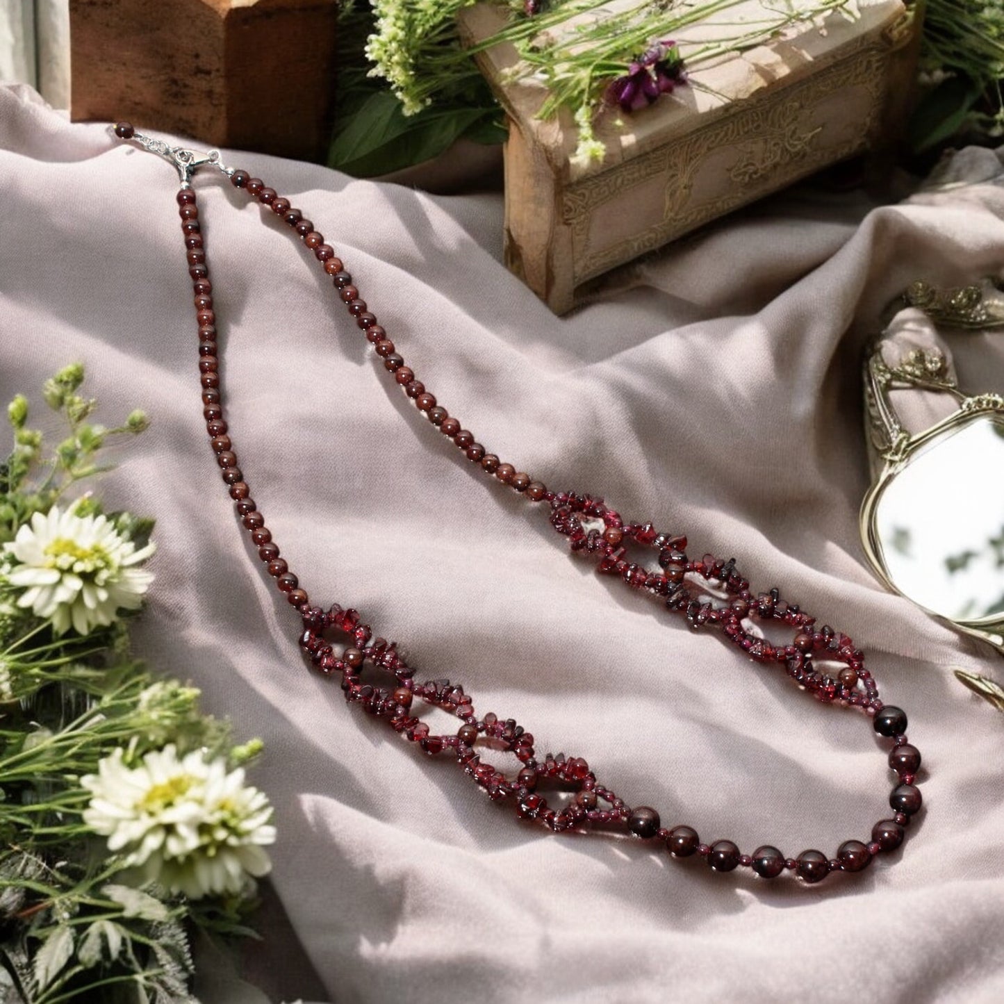 Natural Garnet Beads Gemstone Designer Necklace – Passion, Energy & Elegance