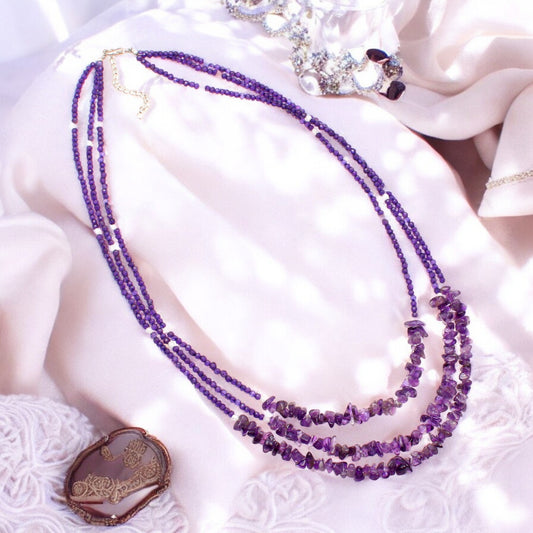 Natural Amethyst Beads Gemstone Designer Necklace – Elegance, Serenity & Balance