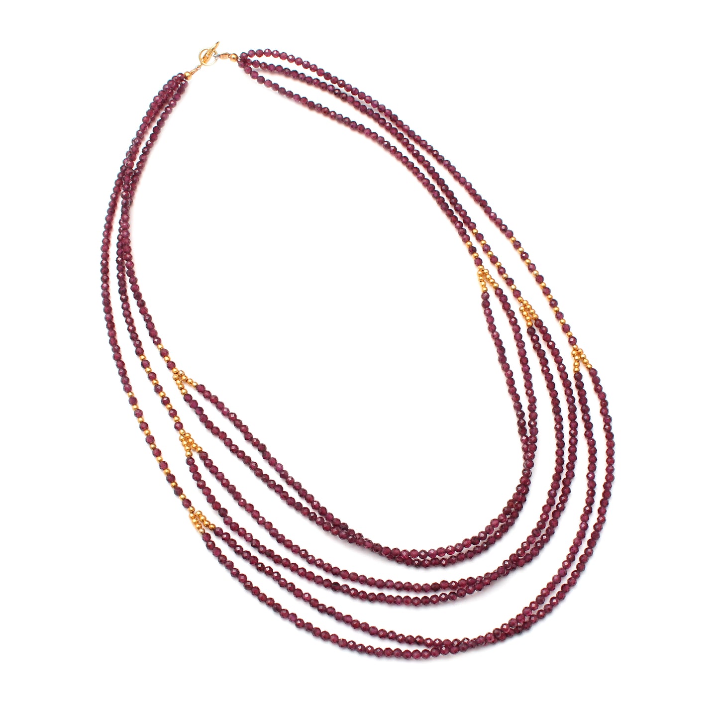 Luxurious Multi-Layer Natural Garnet Beaded Necklace – Elegance in Every Strand