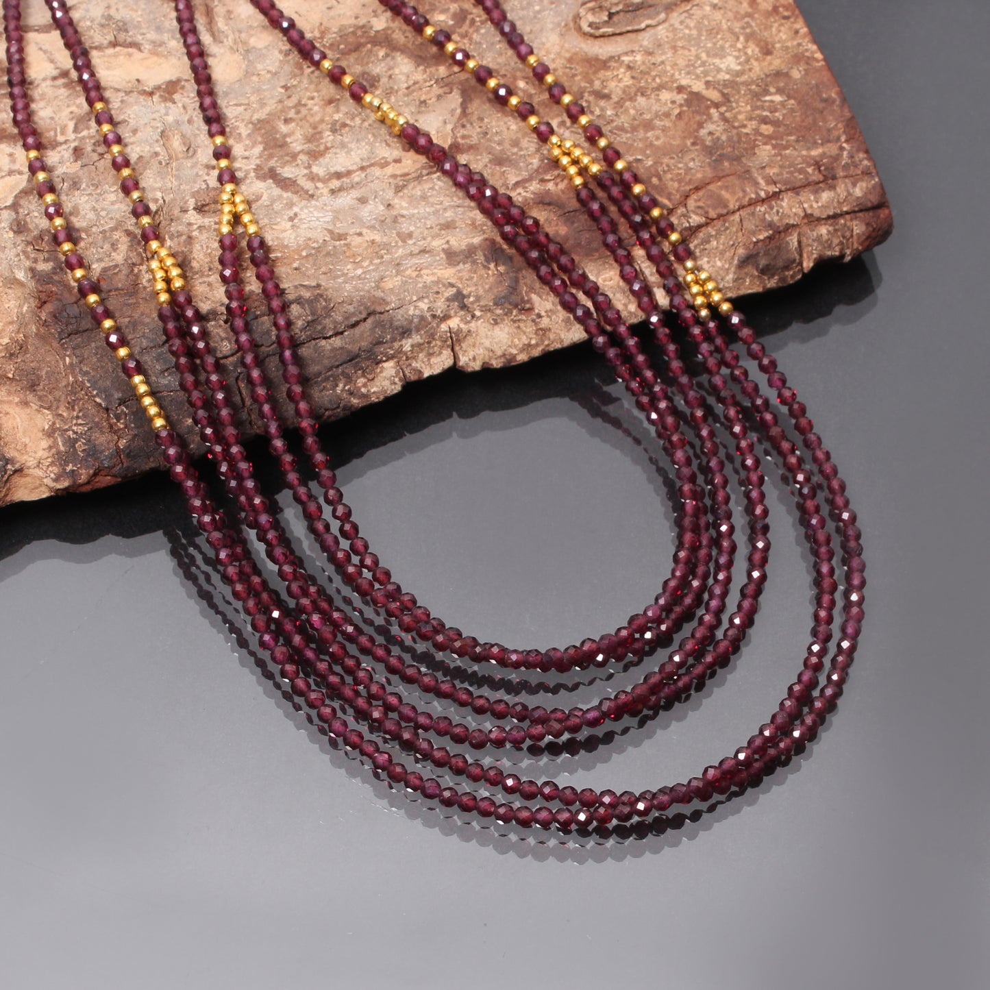 Luxurious Multi-Layer Natural Garnet Beaded Necklace – Elegance in Every Strand
