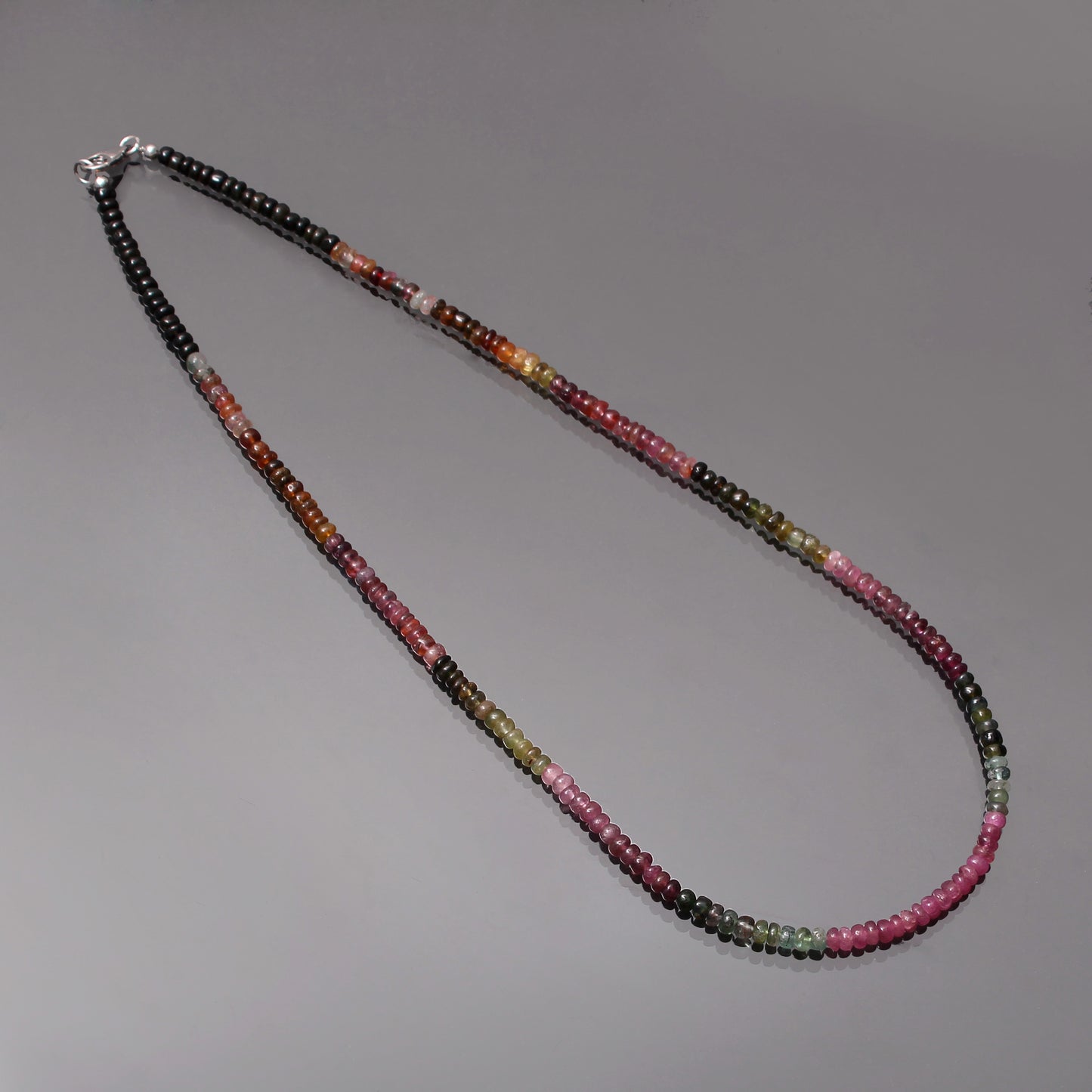 Multi Tourmaline Smooth Rondelle Beaded Gemstone Necklace