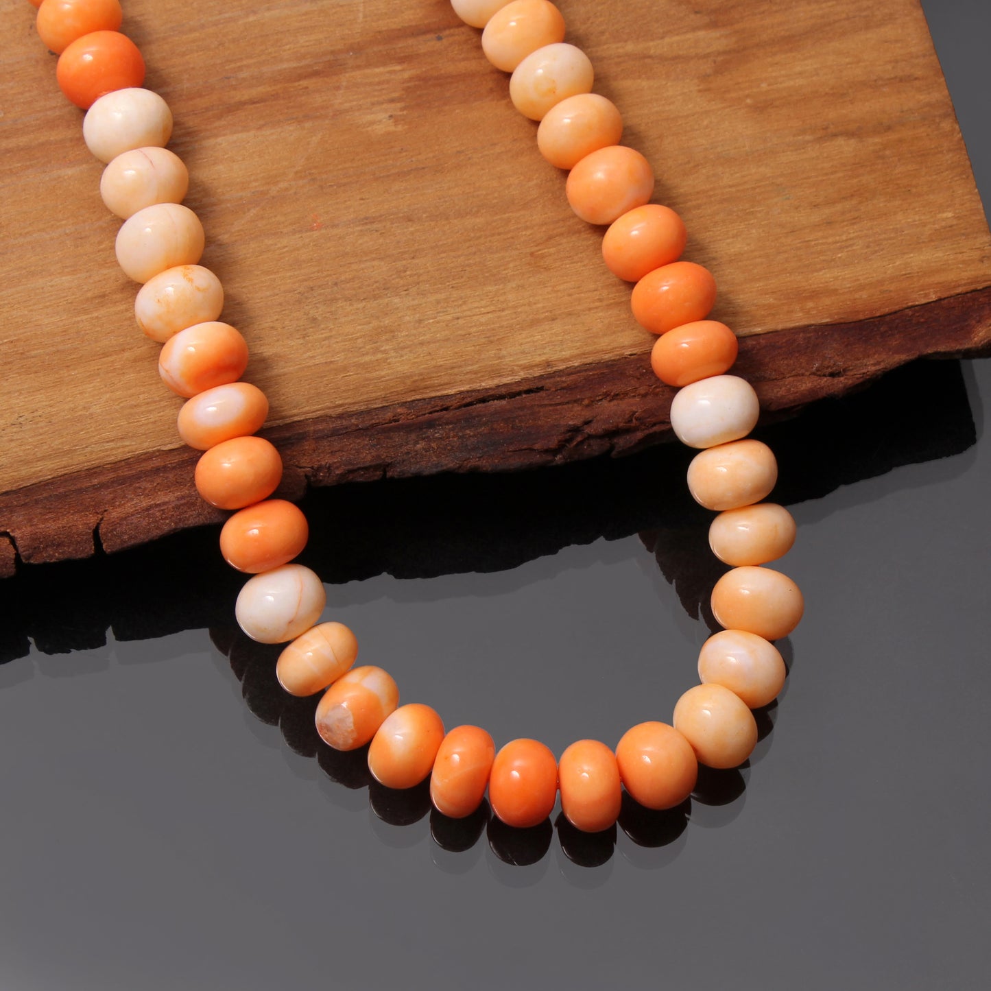 Natural Orange Candy Opal Beaded Necklace – Vibrant Gemstone Jewelry for Creativity & Joy