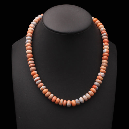 Natural Orange Blue Opal Beaded Gemstone Necklace – Bold Healing Jewelry for Creativity & Calm