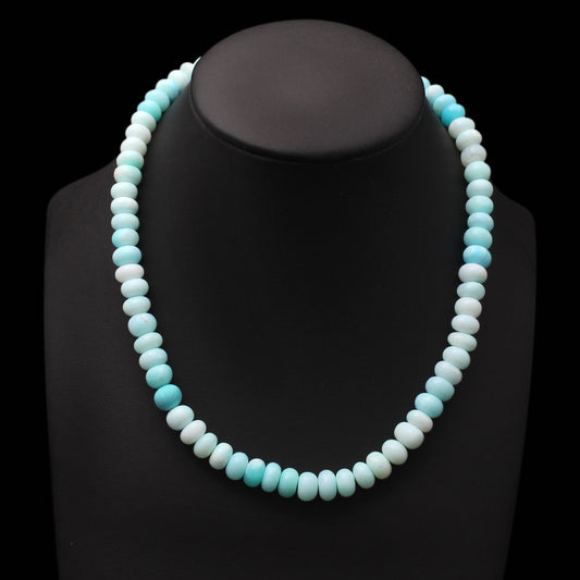 Peruvian Blue Opal Natural Peruvian Blue Opal Beads Gemstone Necklace – Soothing Jewelry for Peace & Clarity