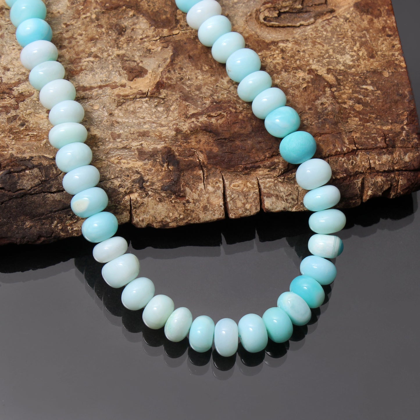 Peruvian Blue Opal Natural Peruvian Blue Opal Beads Gemstone Necklace – Soothing Jewelry for Peace & Clarity