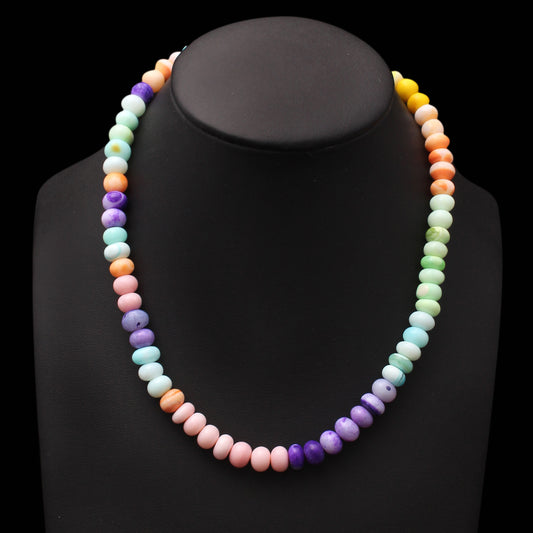 Natural Multi-Color Opal Beads Gemstone Necklace – Vibrant Jewelry for Joy, Balance & Creativity