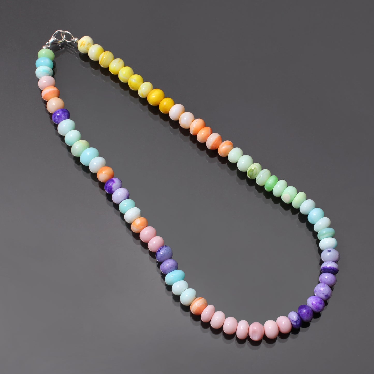 Natural Multi-Color Opal Beads Gemstone Necklace – Vibrant Jewelry for Joy, Balance & Creativity
