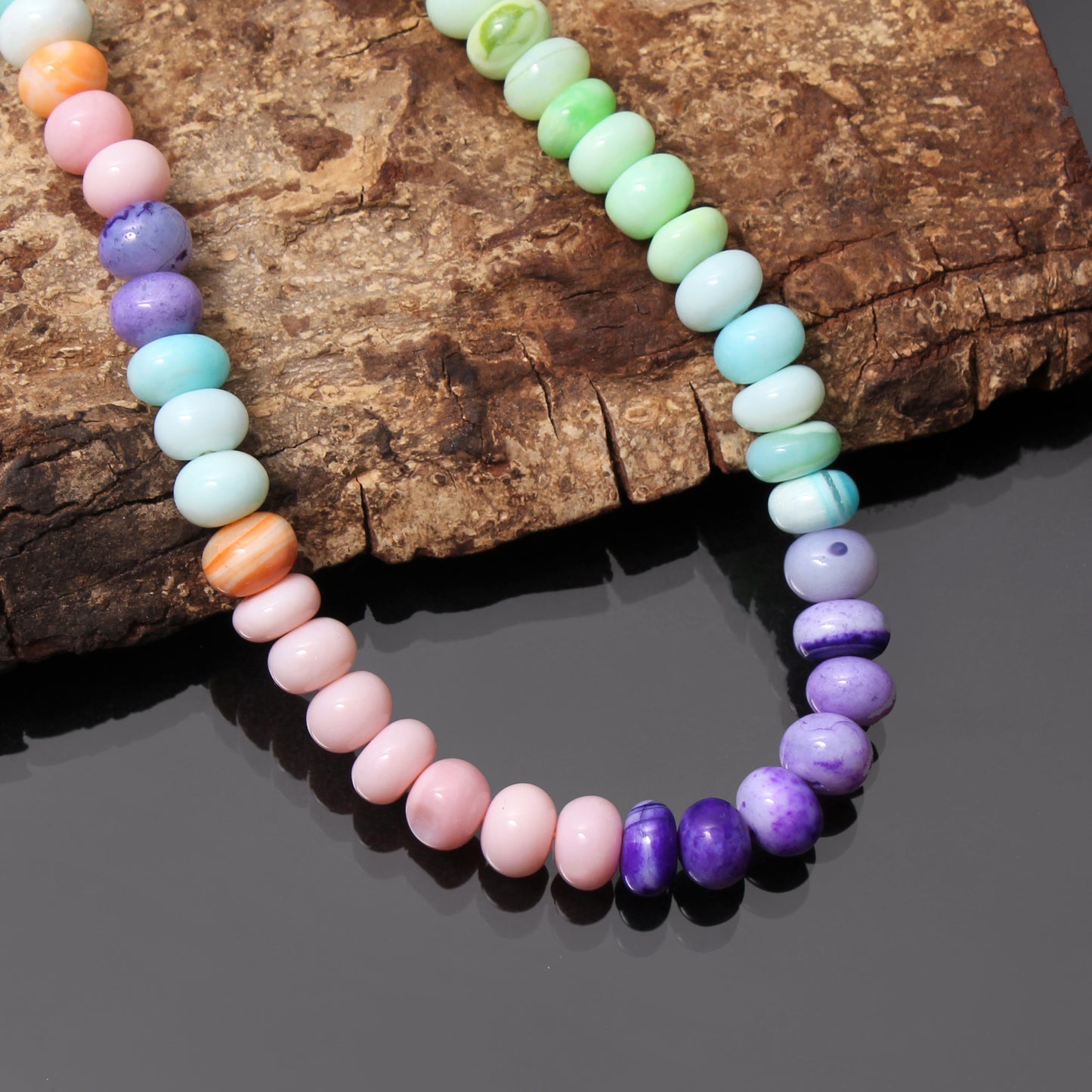 Natural Multi-Color Opal Beads Gemstone Necklace – Vibrant Jewelry for Joy, Balance & Creativity