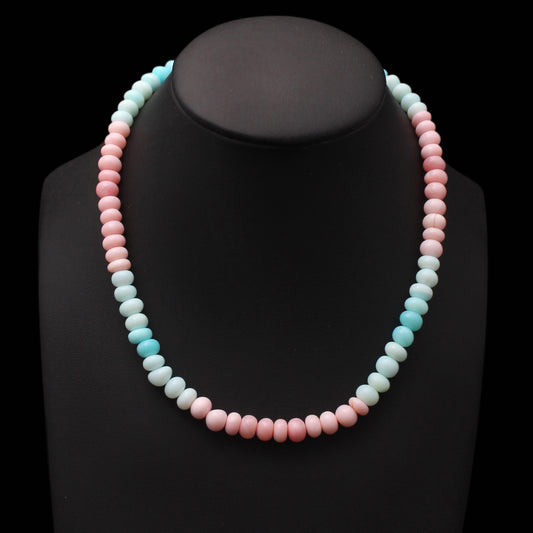 Natural Pink-Blue Opal Beads Gemstone Necklace – Elegant Jewelry for Love, Peace & Creativity